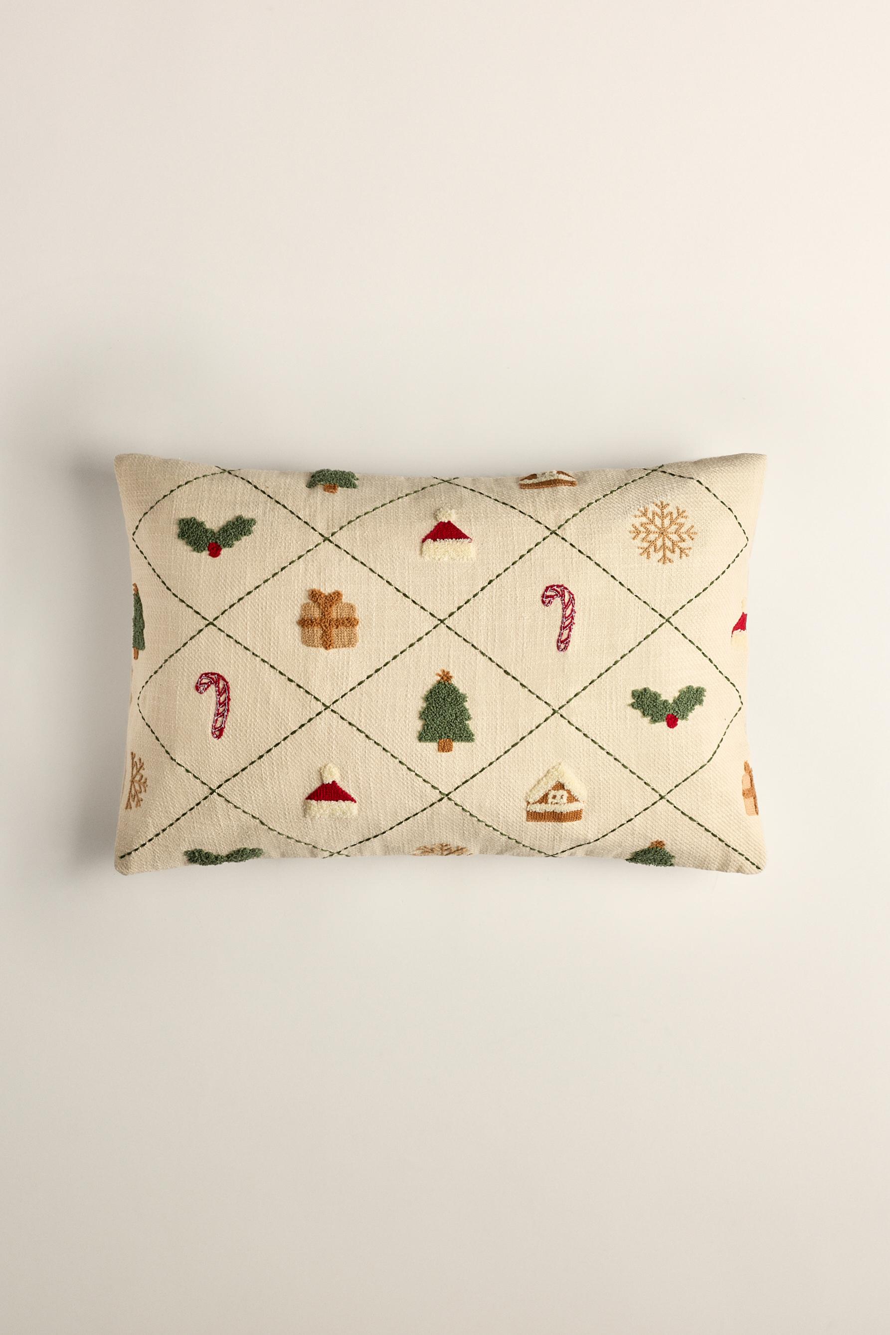 Funda cojín bordados navideños 60 x 40 cm