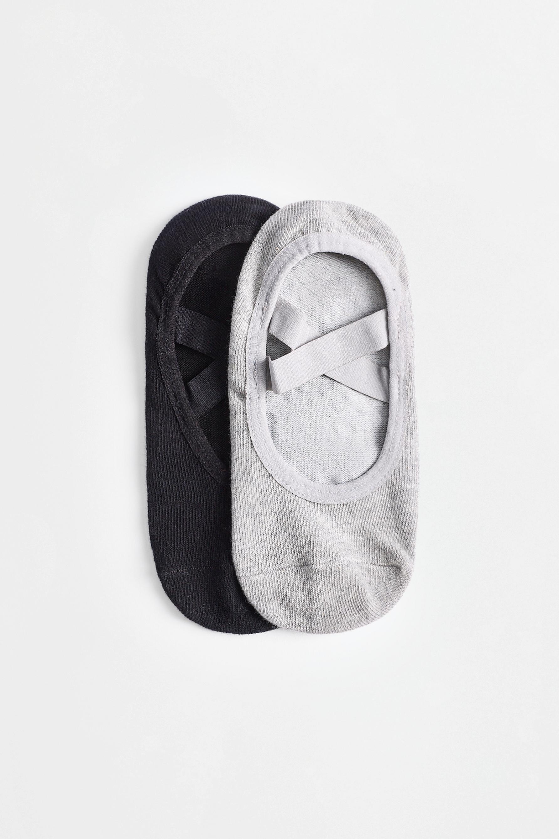 Yoga no-show socks (Pack 2) — BLACK