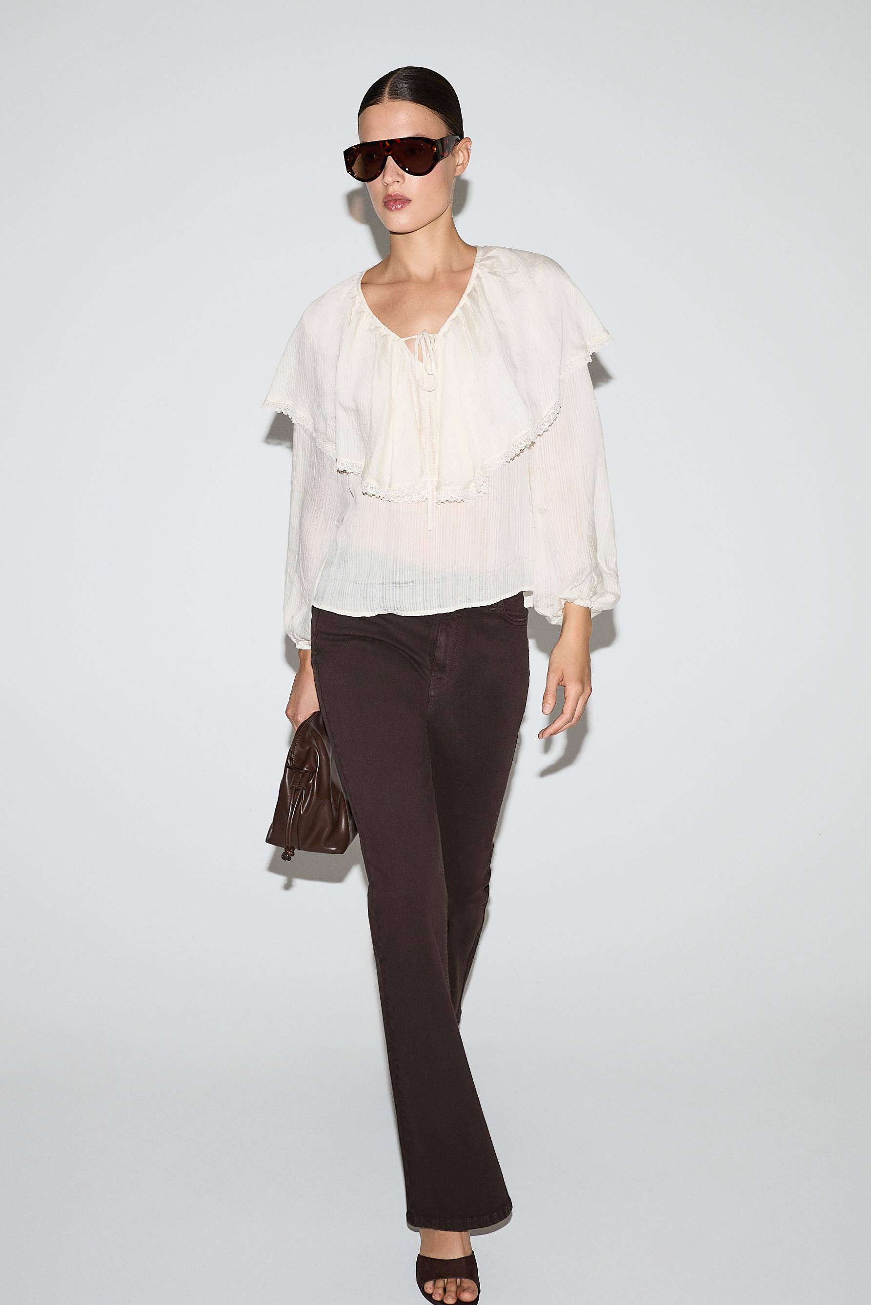 High-waist basic bell bottom jeans — BROWN