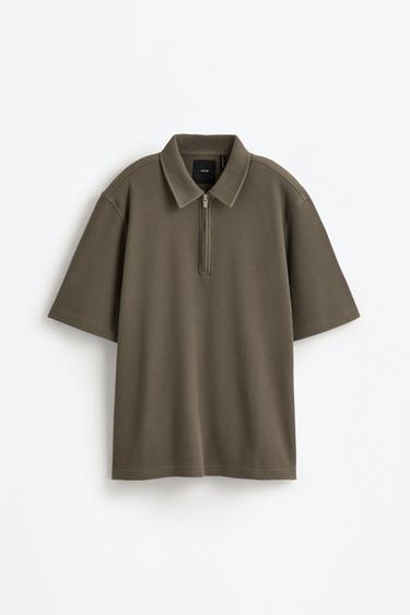 Waffle texture polo shirt — MEDIUM KHAKI 6