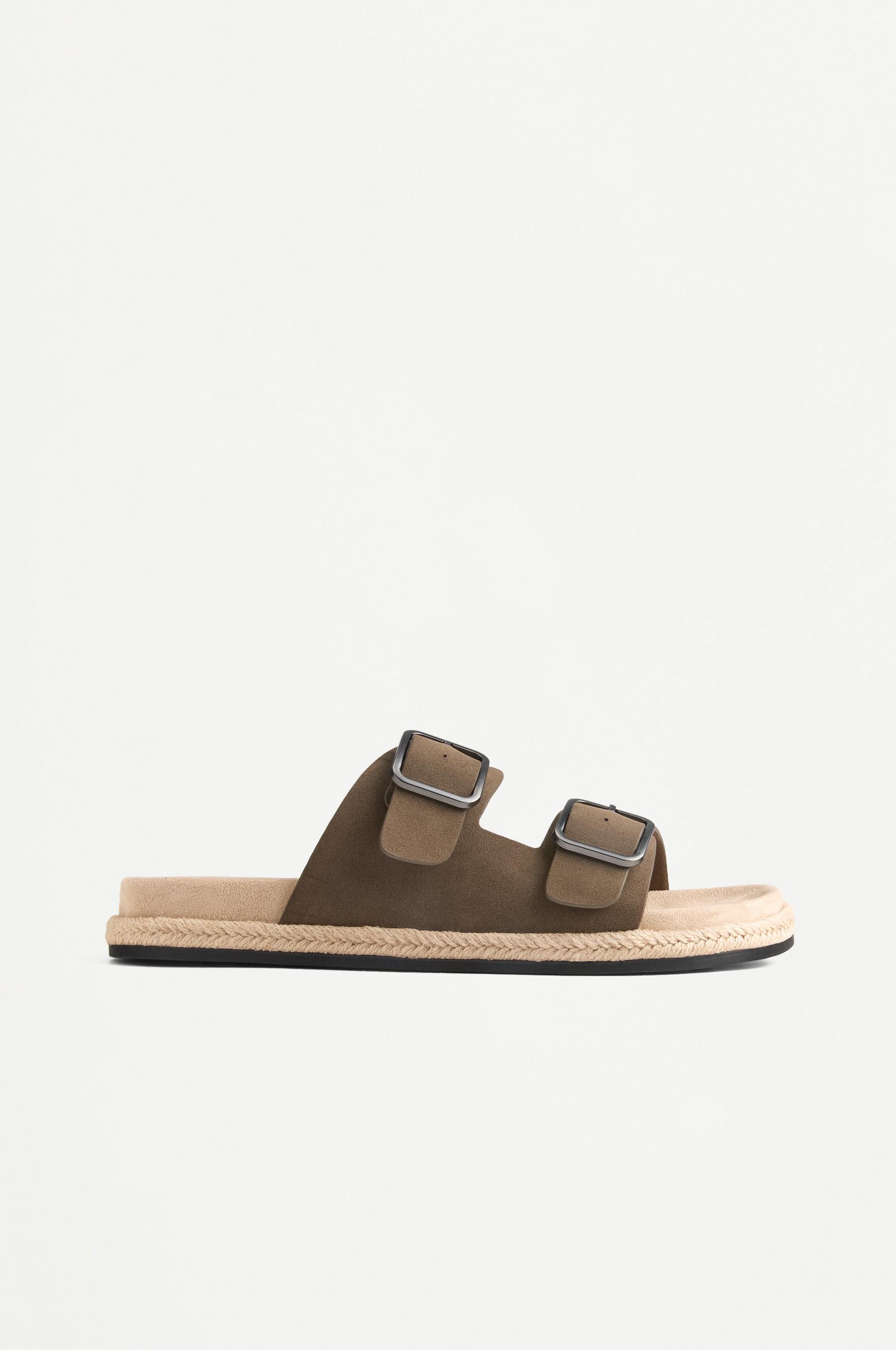 Comfort jute effect buckle sandals — KHAKI