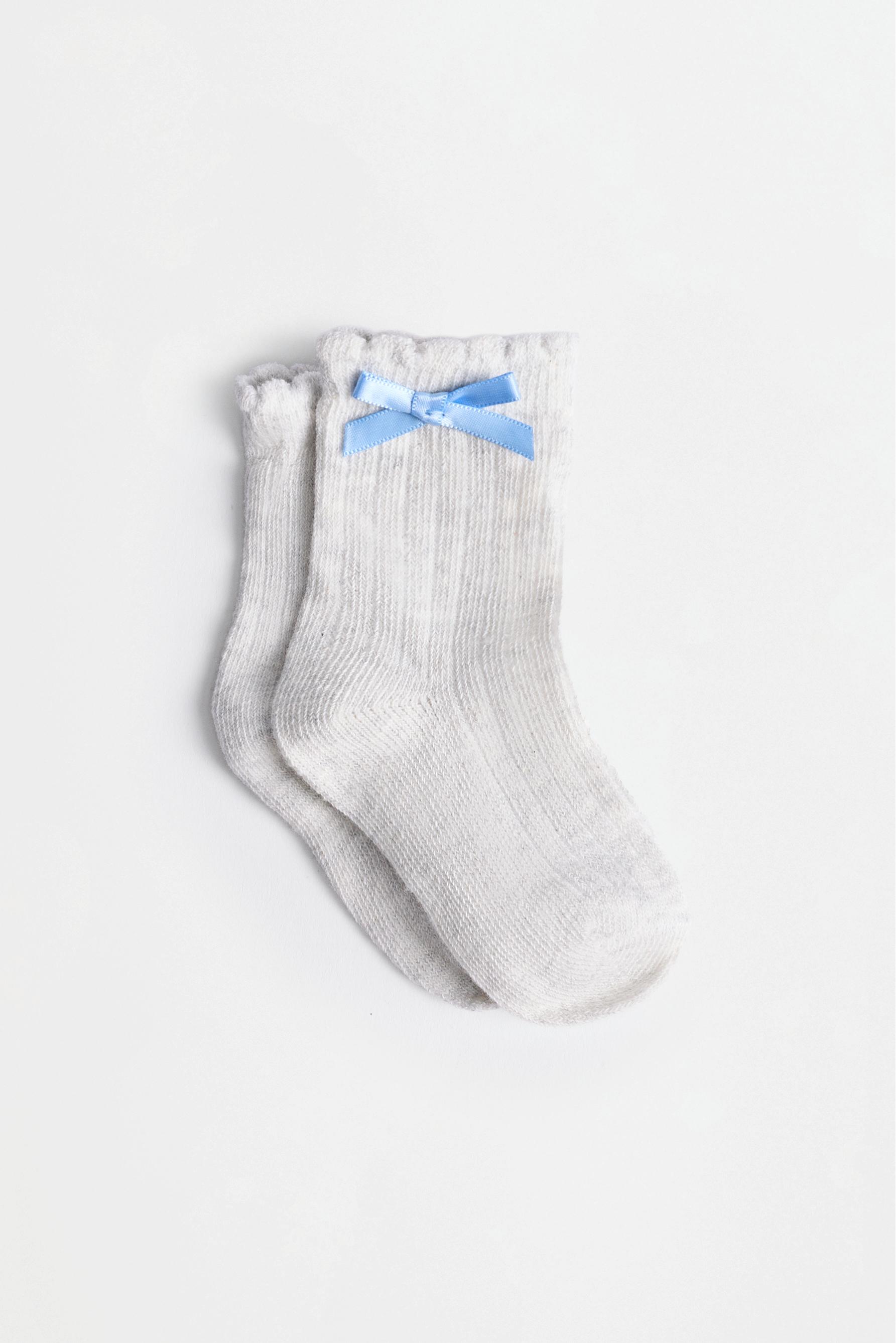 Long socks with bows (5-pack) — WHITE/BLACK