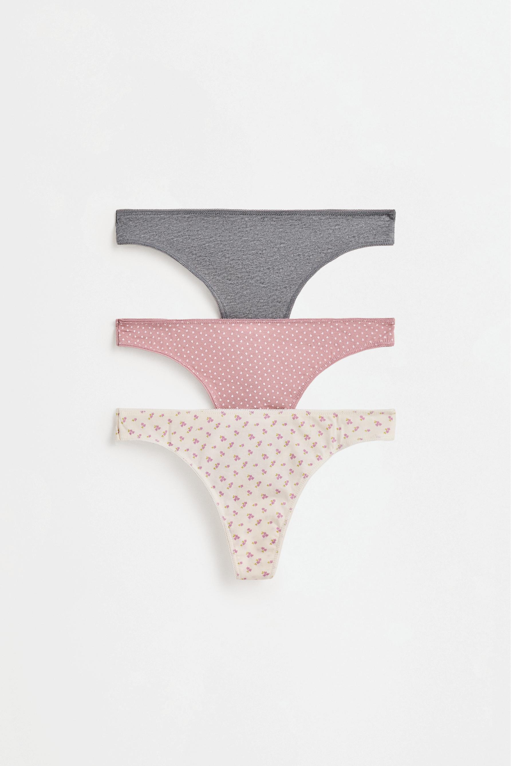 Assorted 100% cotton thongs (3-pack) — YELLOW