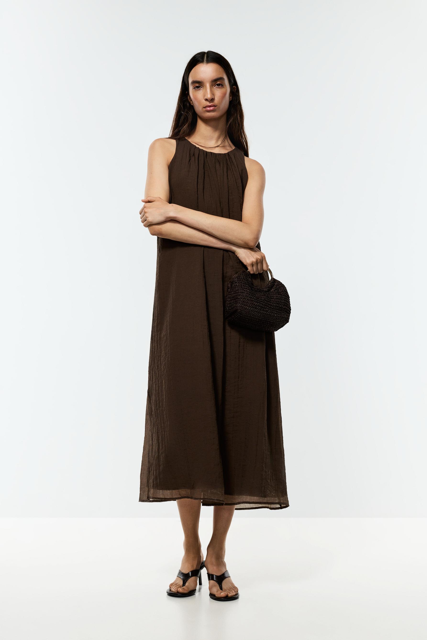 Halter neck midi dress — BROWN