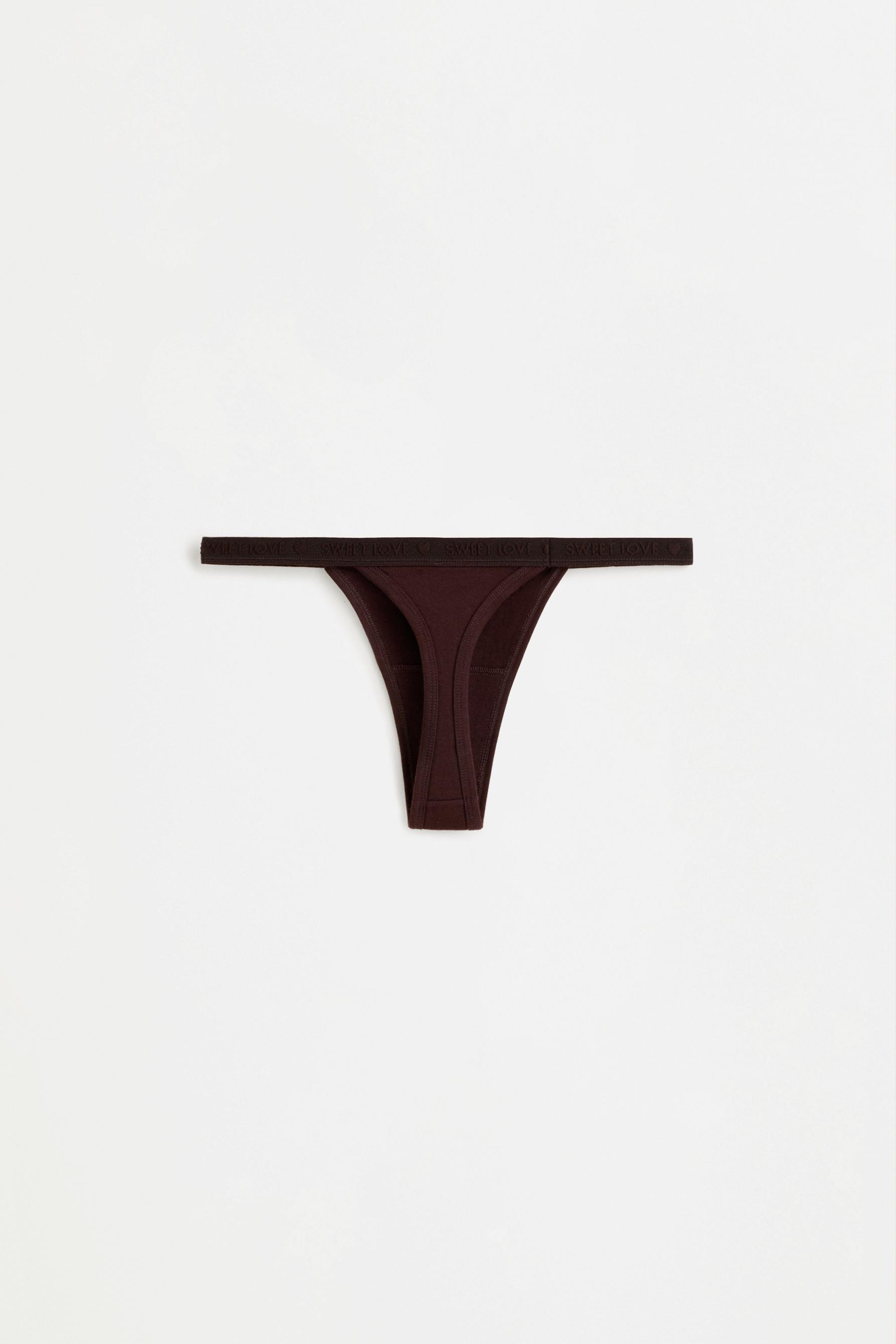 4-pack of cotton thongs — BROWN