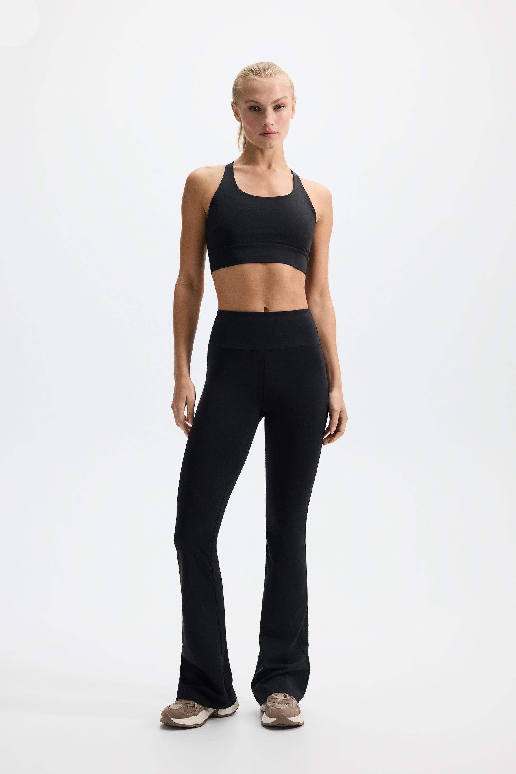 Basic bell bottom sports leggings — BLACK