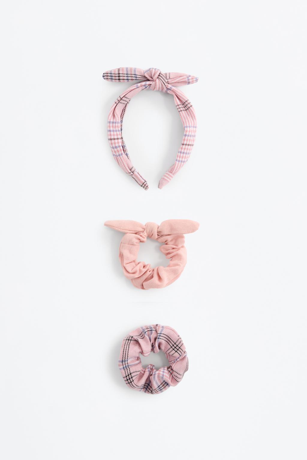 Set 2 scrunchies y diadema cuadros