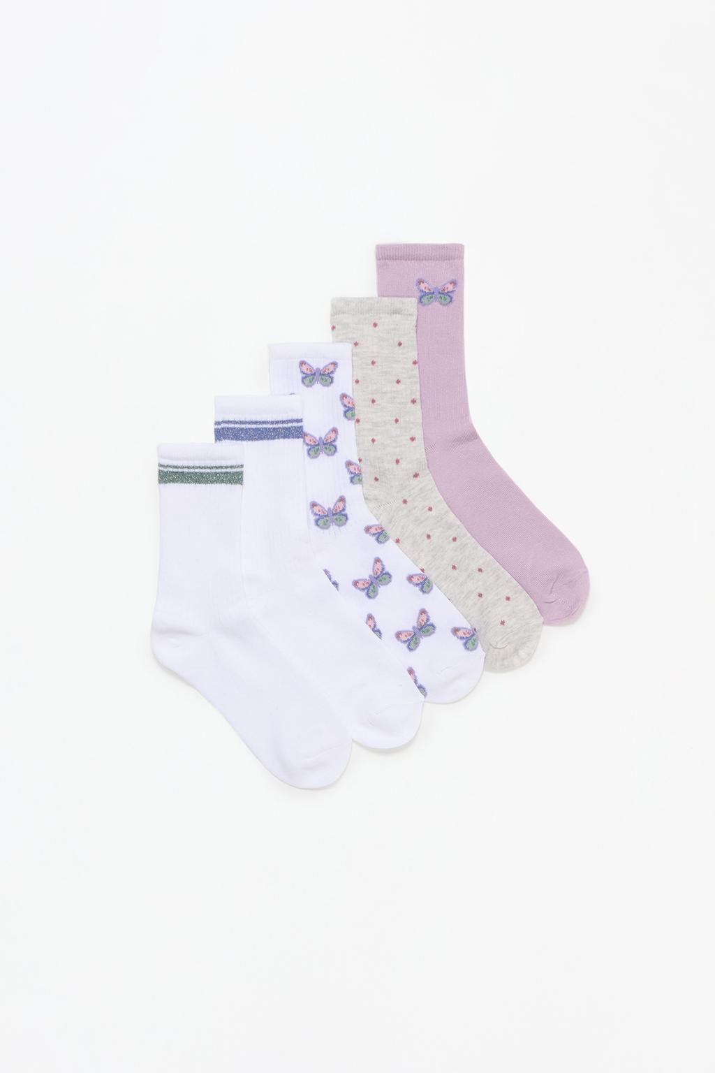 5-pack of butterfly print socks