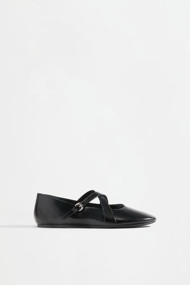 Double-strap ballet flats — BLACK 1