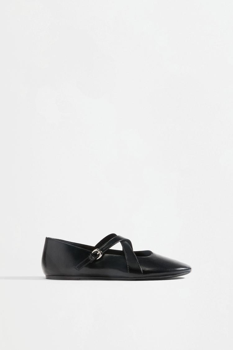 Double-strap ballet flats — BLACK