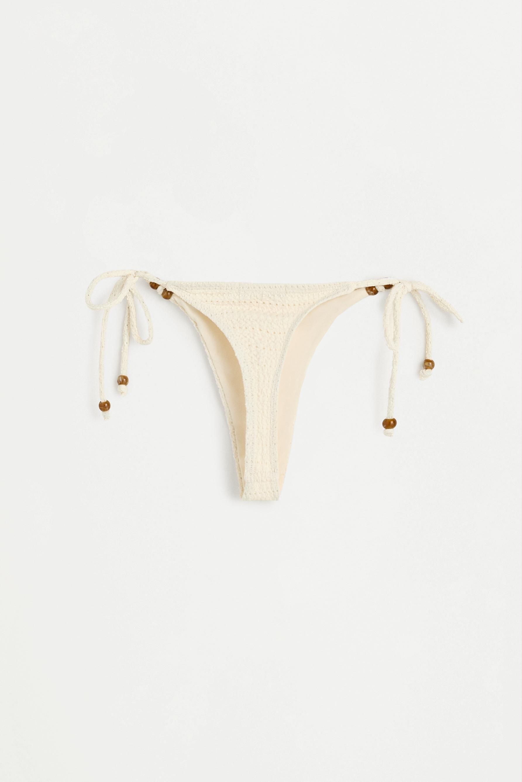 Beaded bikini thong — WHITE