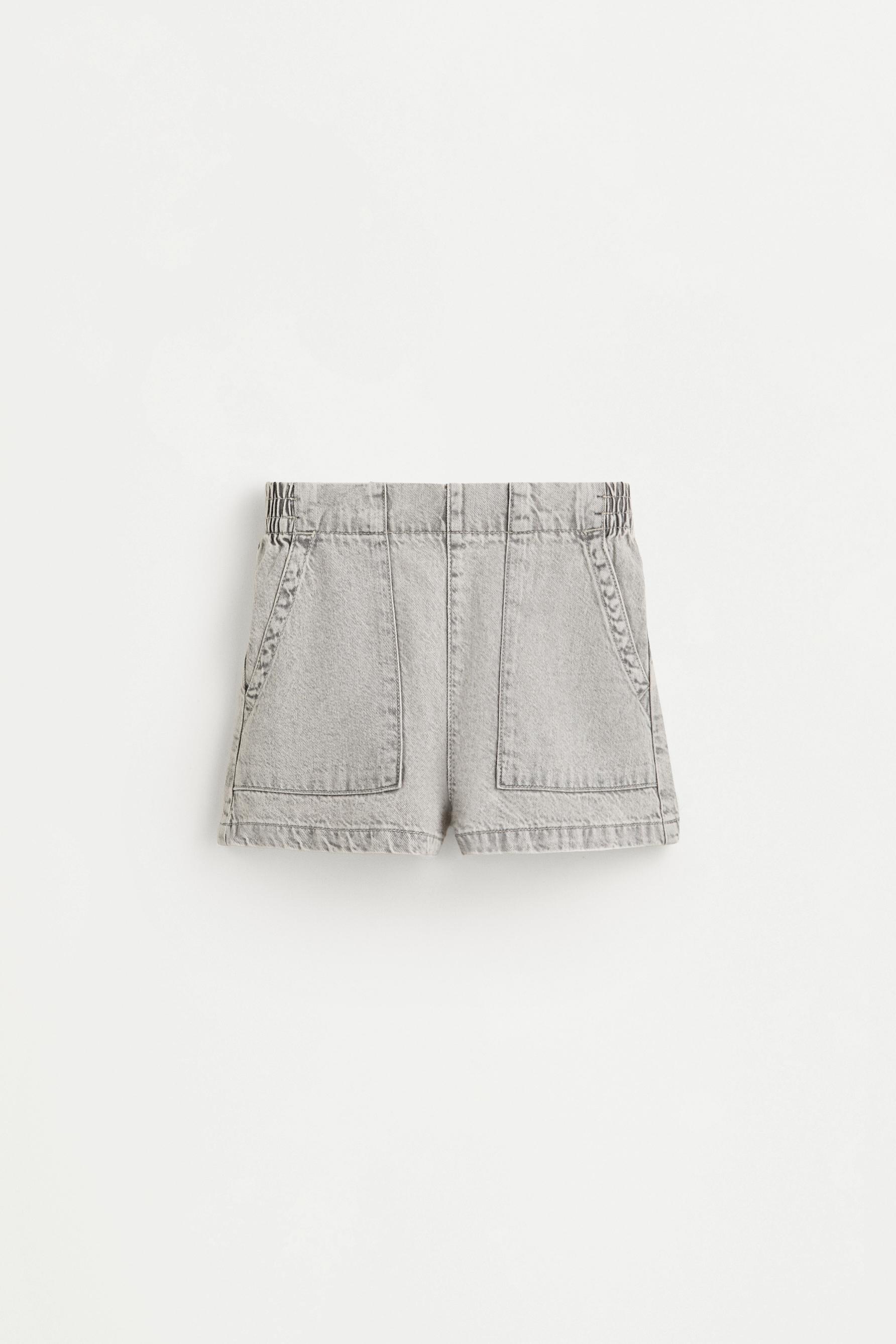 Denim cargo shorts — PALE GREY