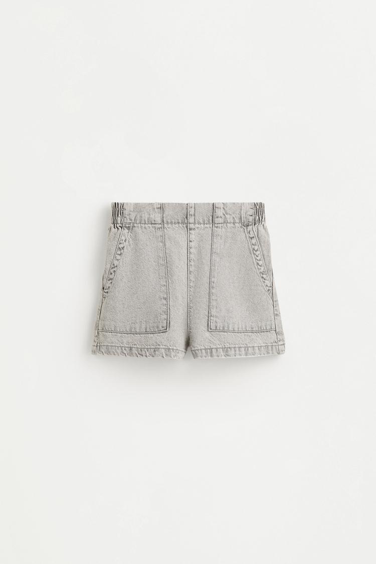 Denim cargo shorts — PALE GREY