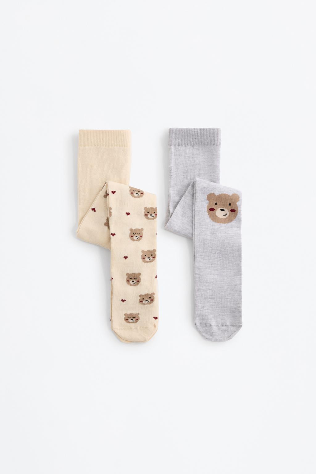 Pack of 2 bear-print tights