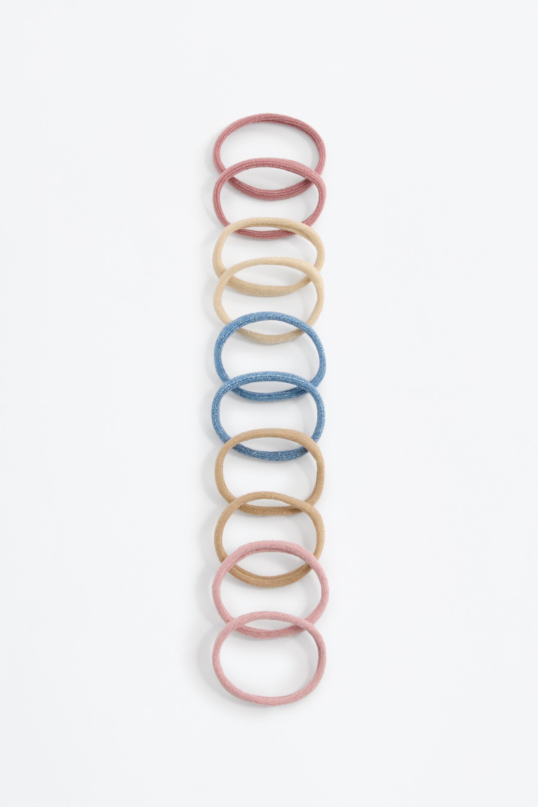 Pack of 20 shimmery elastic hair ties — ECRU