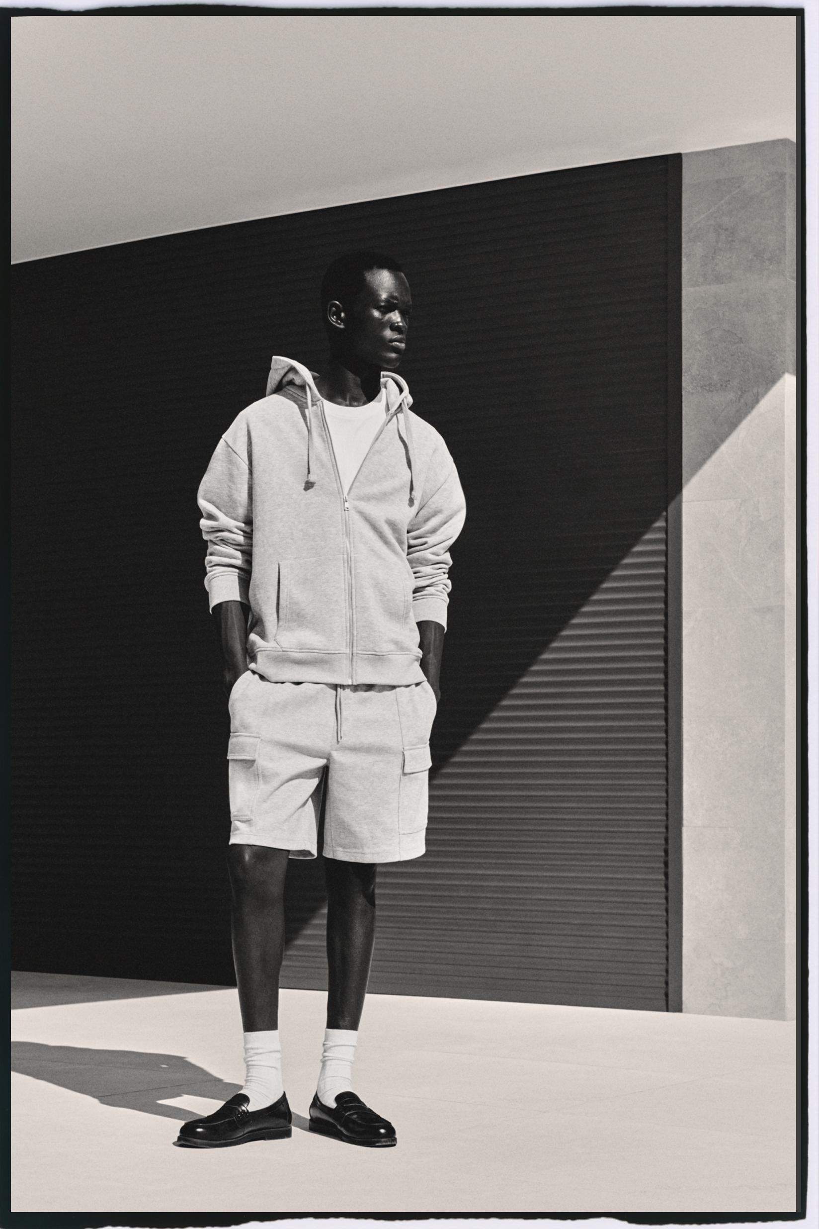 Interlock cargo Bermuda shorts — GREY MARL