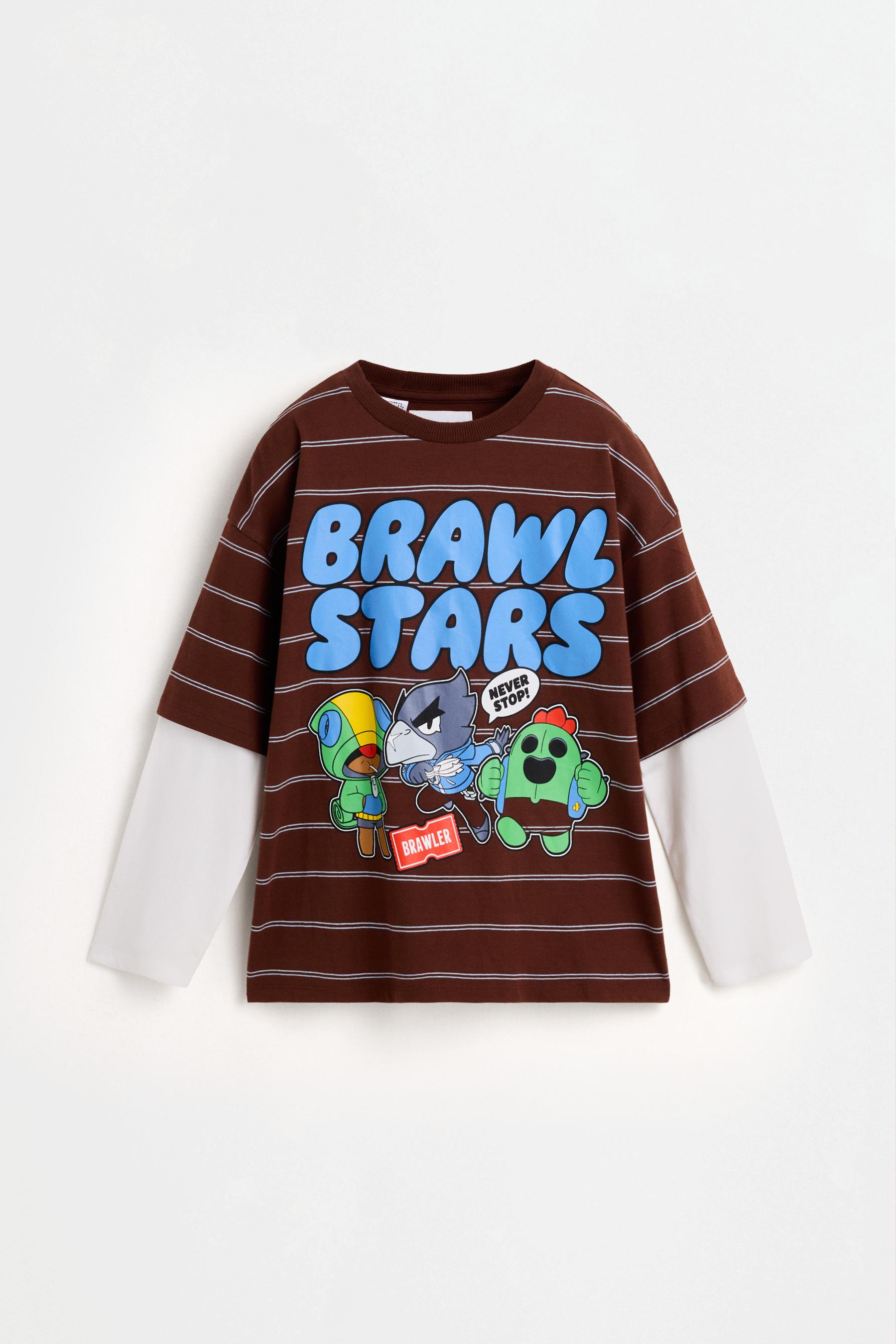 Brawl Stars ©Supercell Oy double sleeve T-shirt — BROWN