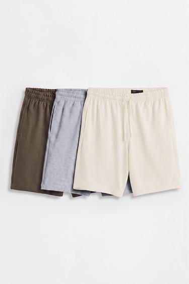 Pack of 3 tracksuit Bermuda shorts — ECRU 1