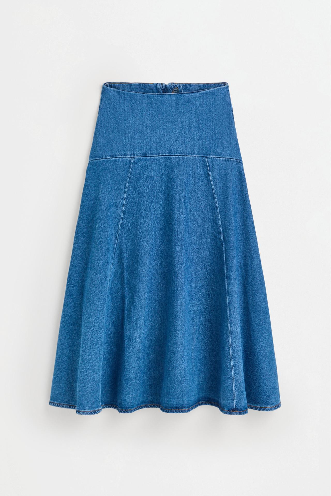 A-line midi denim skirt — INDIGO