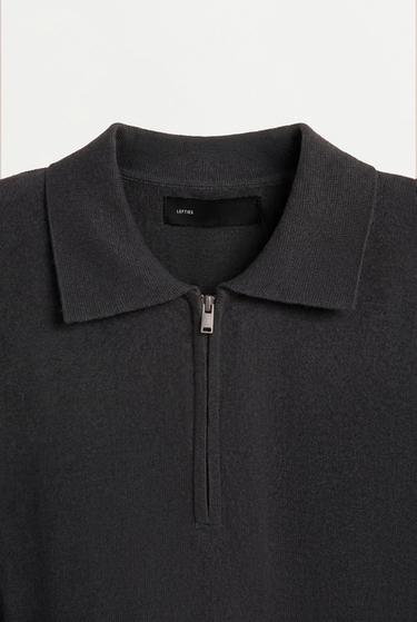 Zip-up knit polo — DARK GREY 6