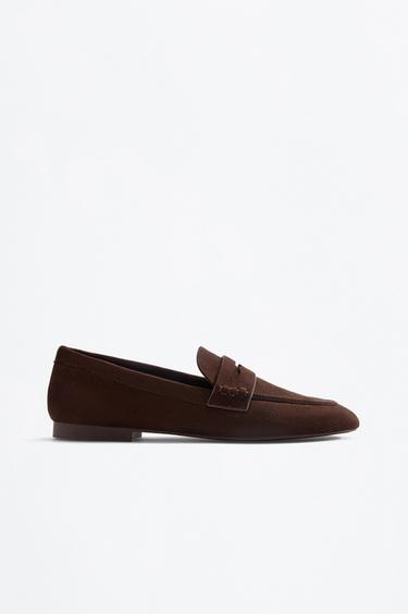 Faux suede moccasin shoe — BROWN 1