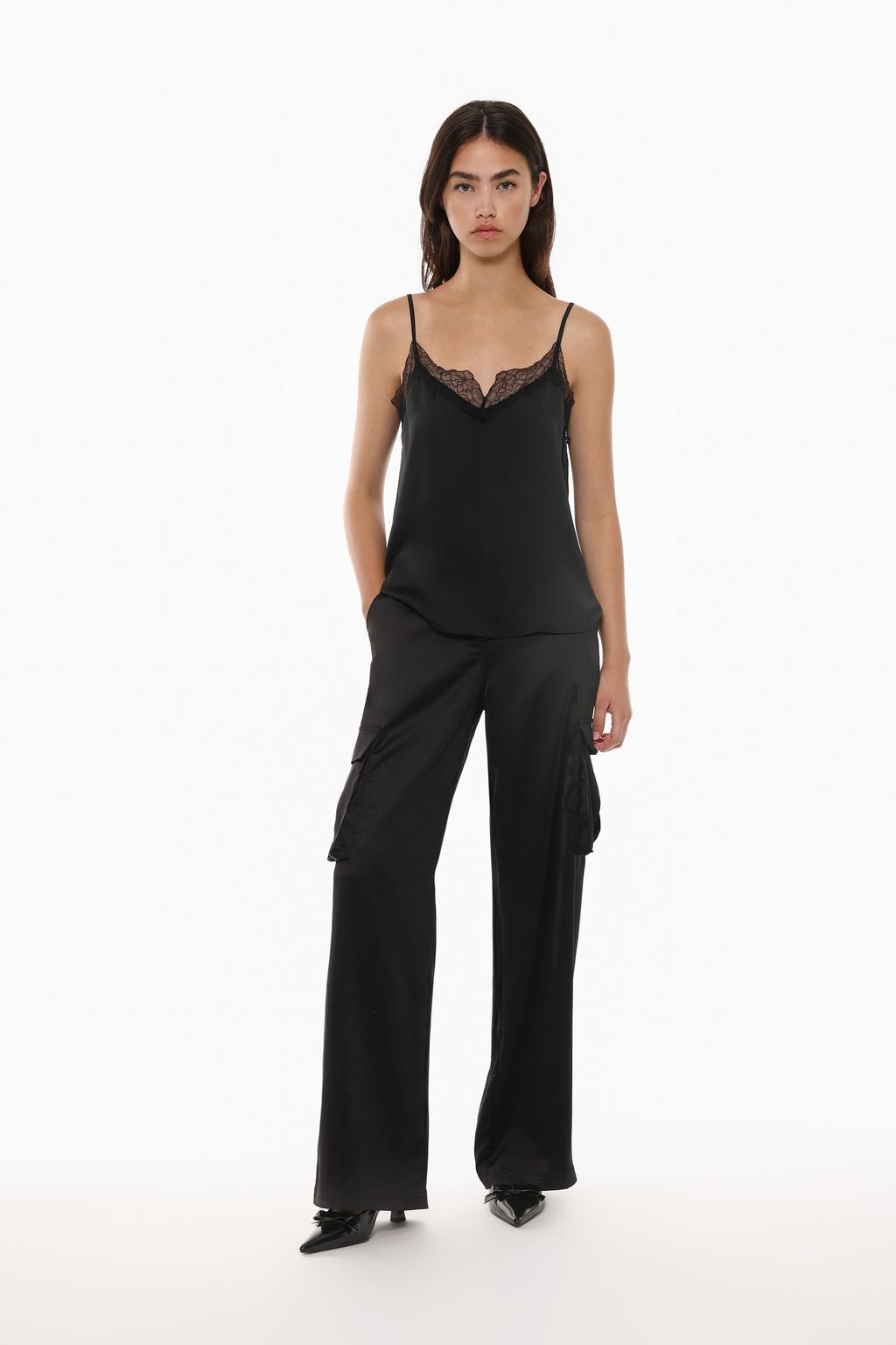 Satin cargo trousers