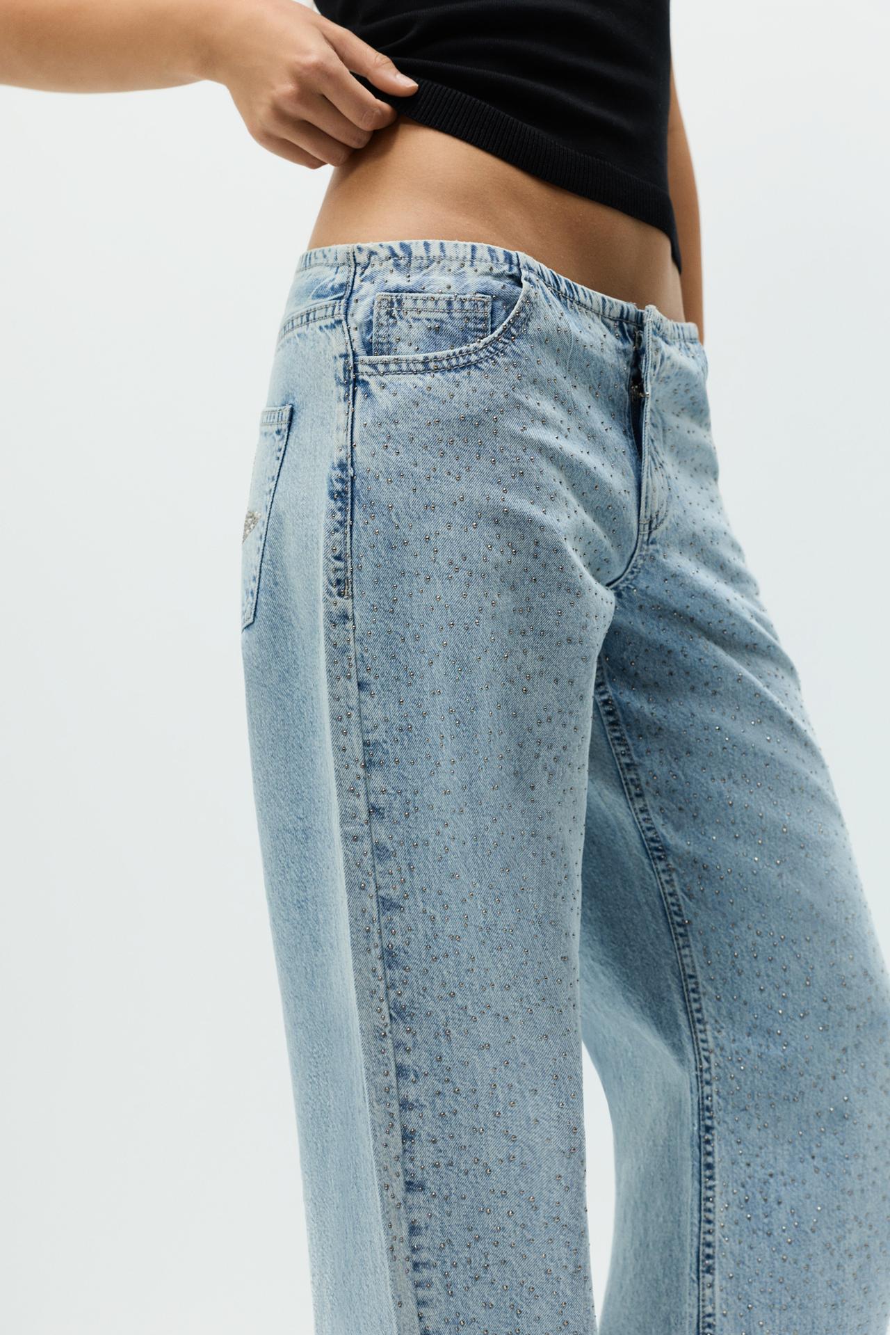 Rhinestone wide-leg jeans — INDIGO