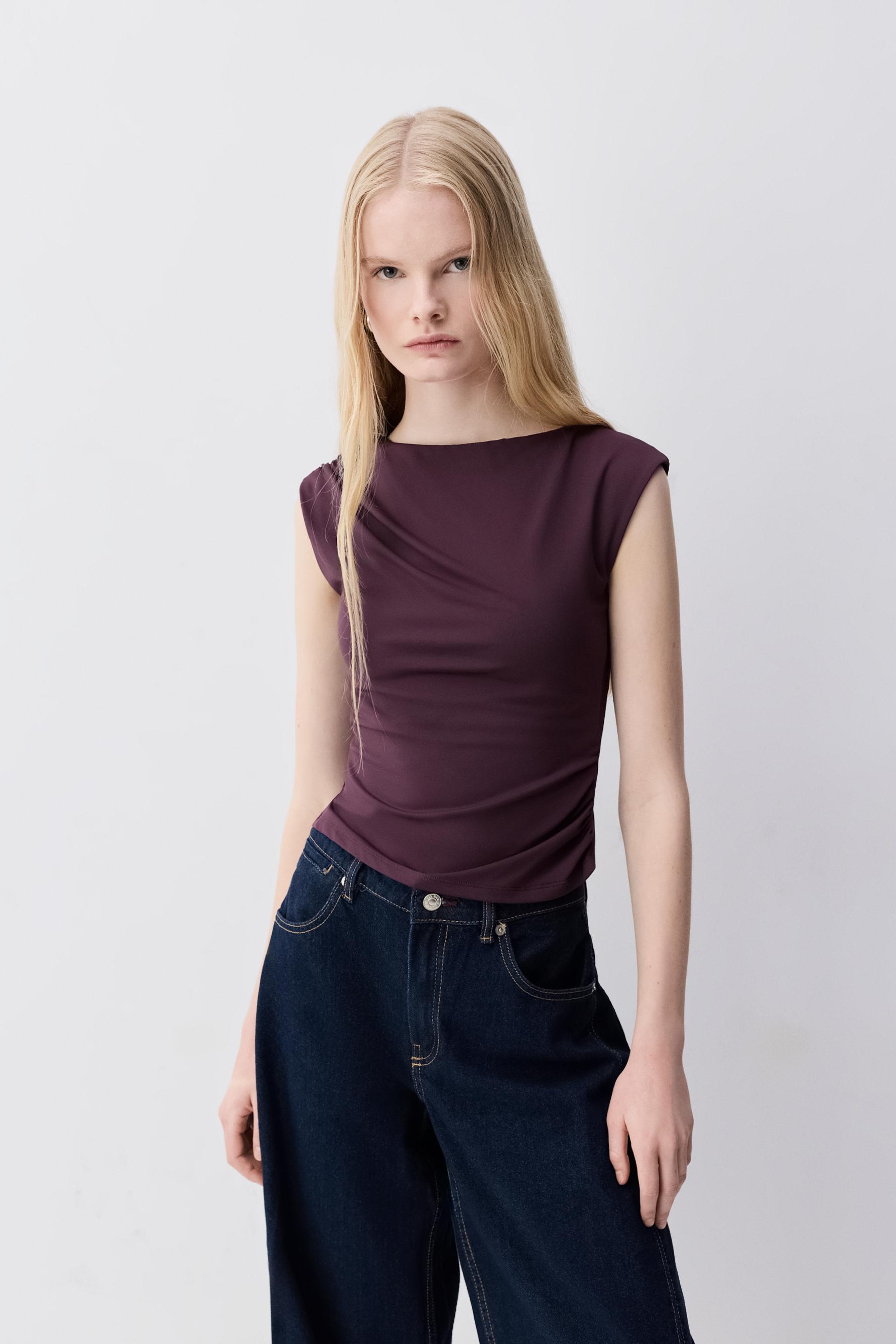 Camiseta poliamida fruncidos