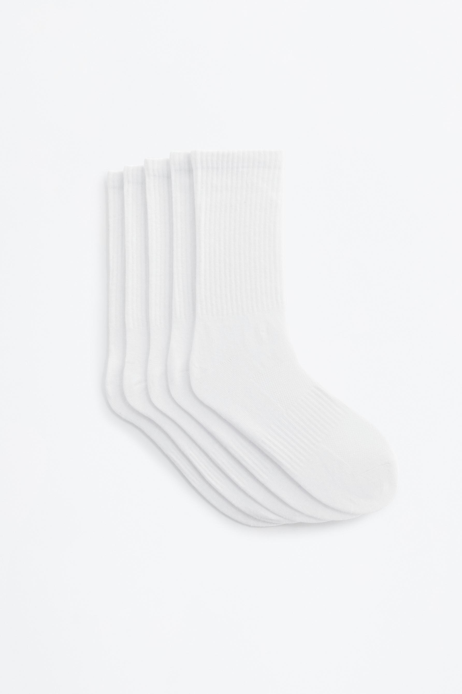Long sports socks (Pack 5) — WHITE