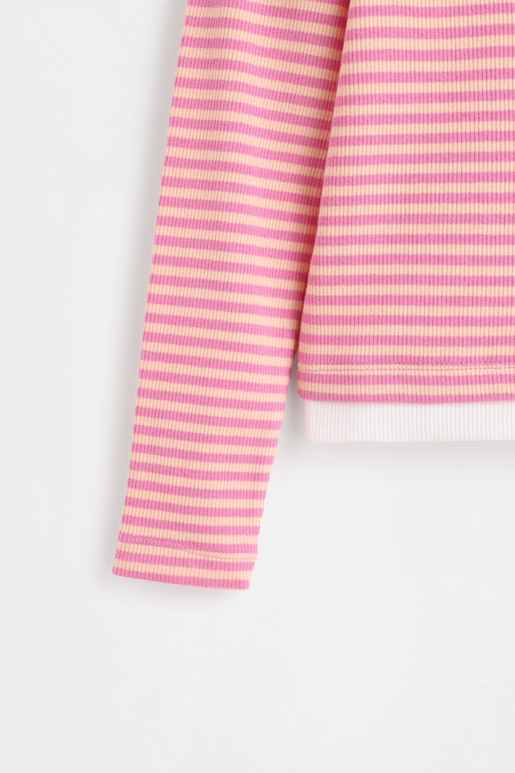 Double-effect ribbed T-shirt — STRAWBERRY