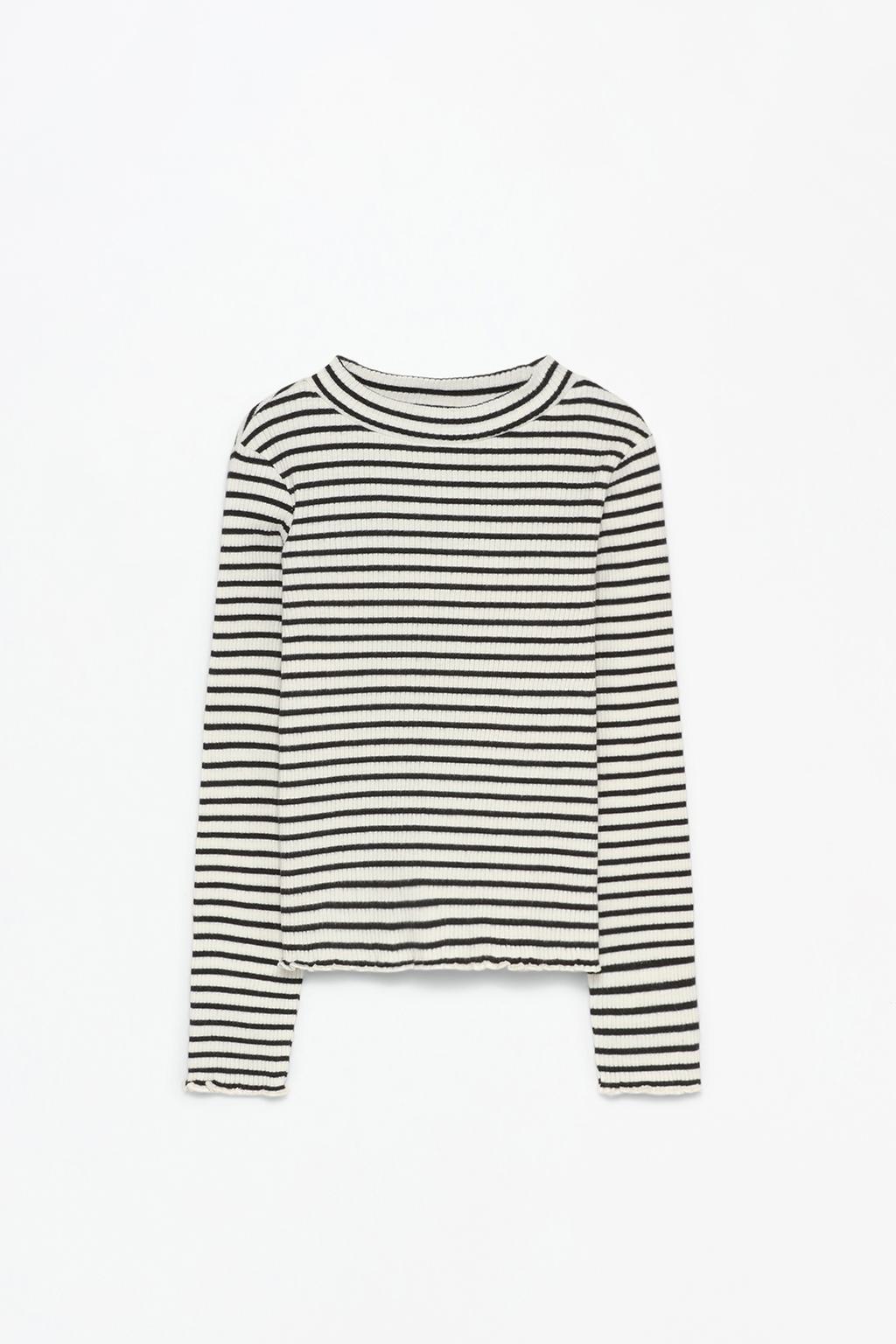 Ribbed mock turtleneck T-shirt