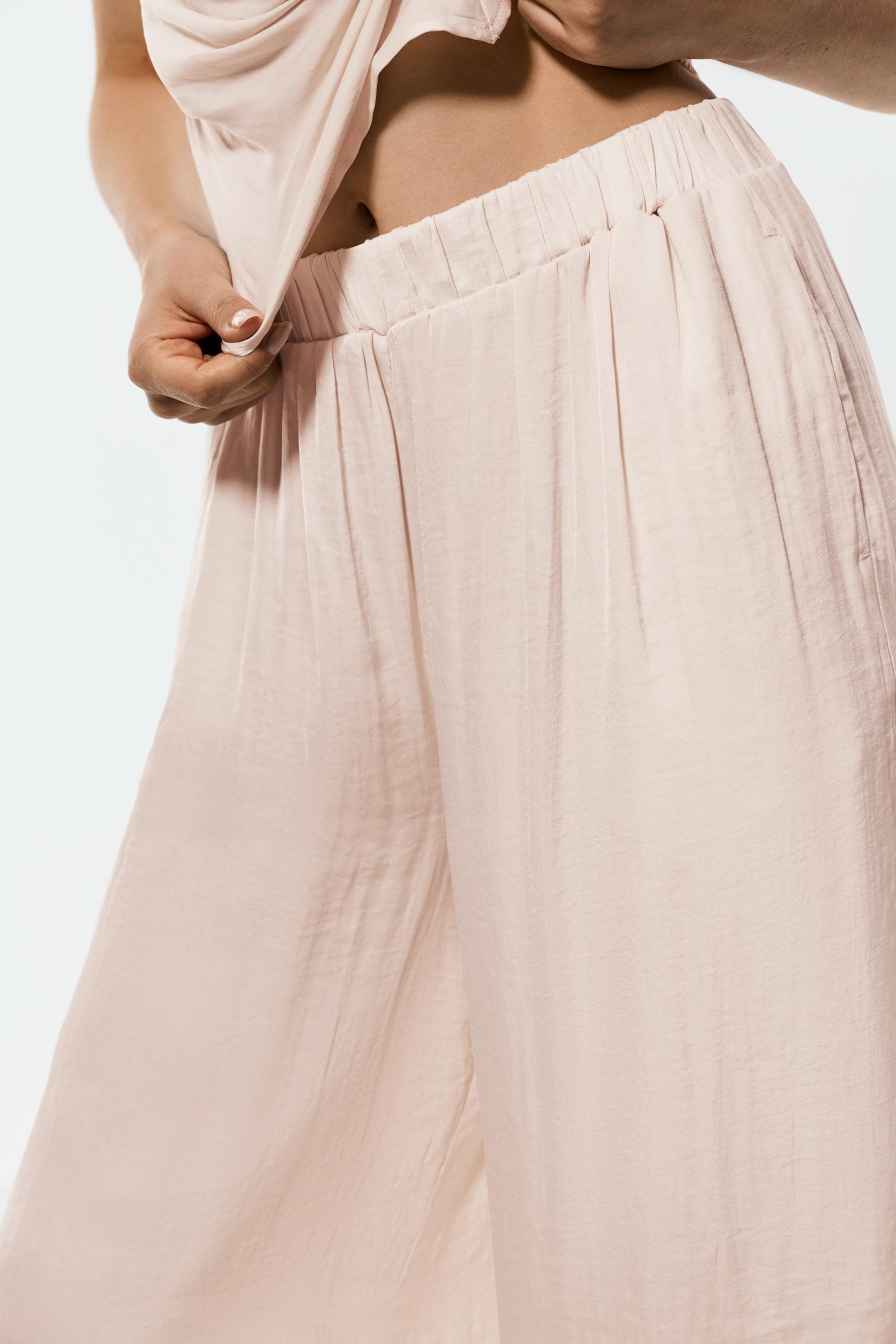 Satin palazzo trousers — CREAM