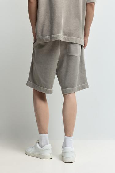 Faded-effect tracksuit Bermuda shorts — MEDIUM GREY 4