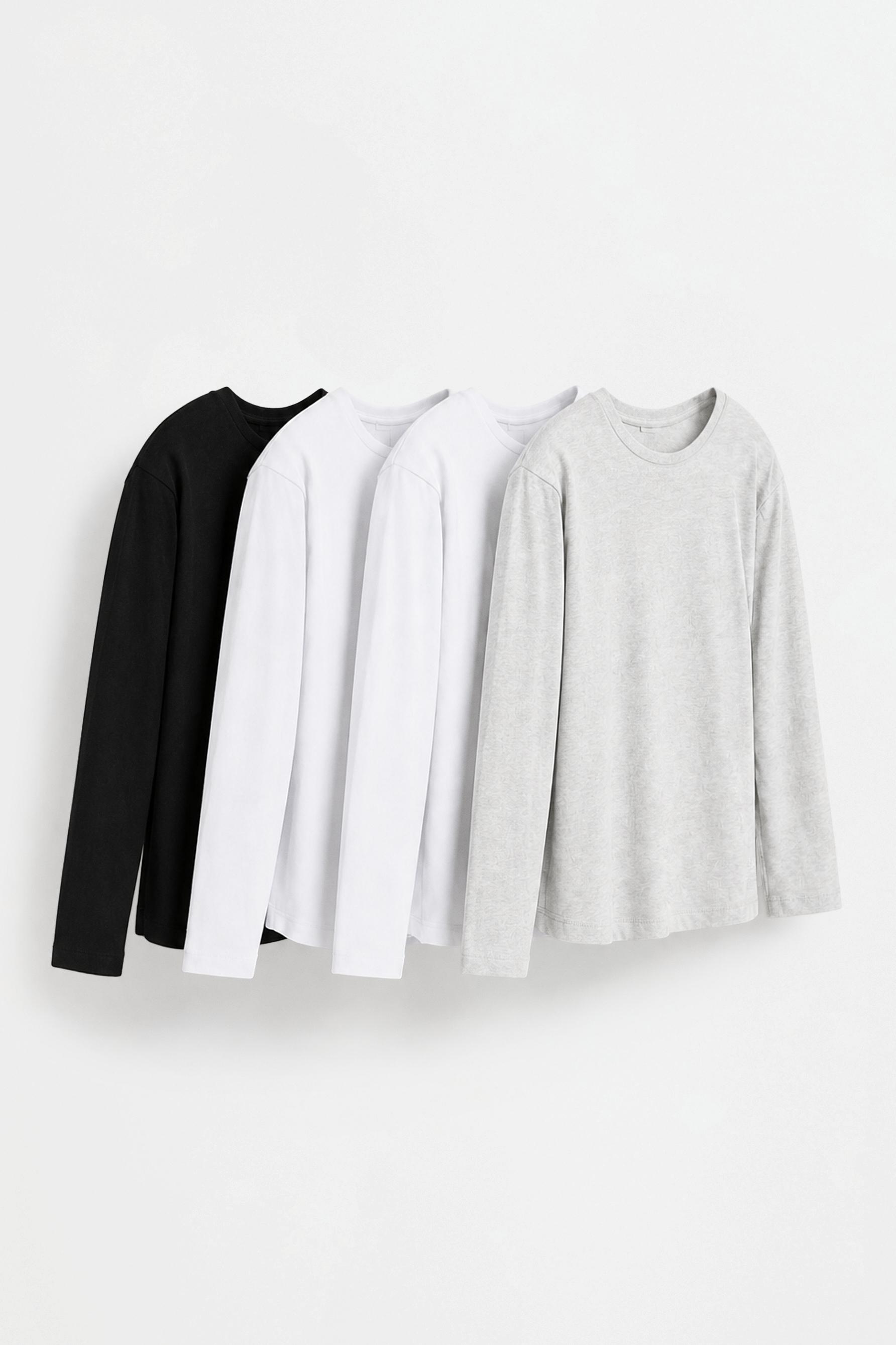 Pack of 4 plain long sleeve T-shirts — WHITE