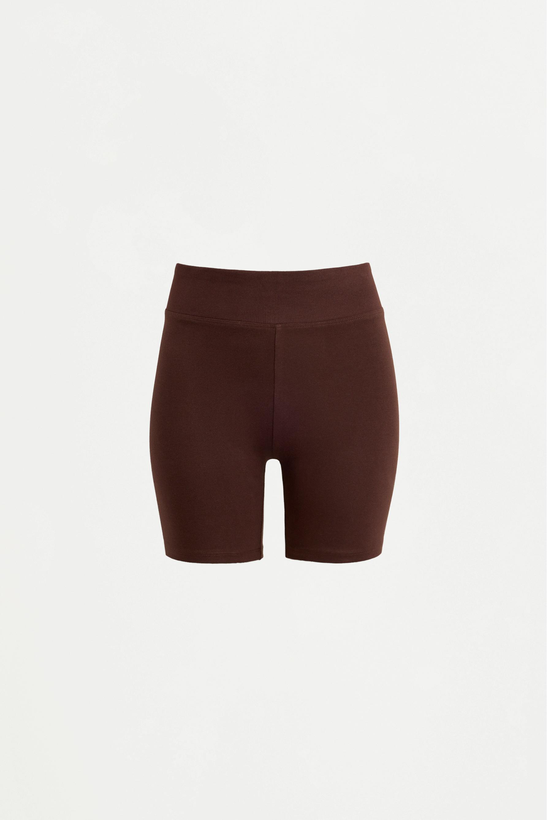 Ribbed waist cycling leggings — CHOCOLATE