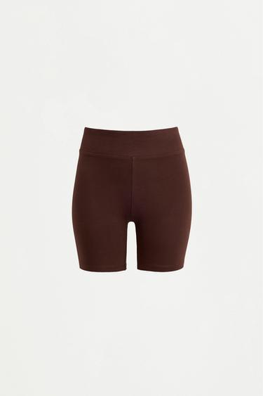 Ribbed waist cycling leggings — CHOCOLATE 6