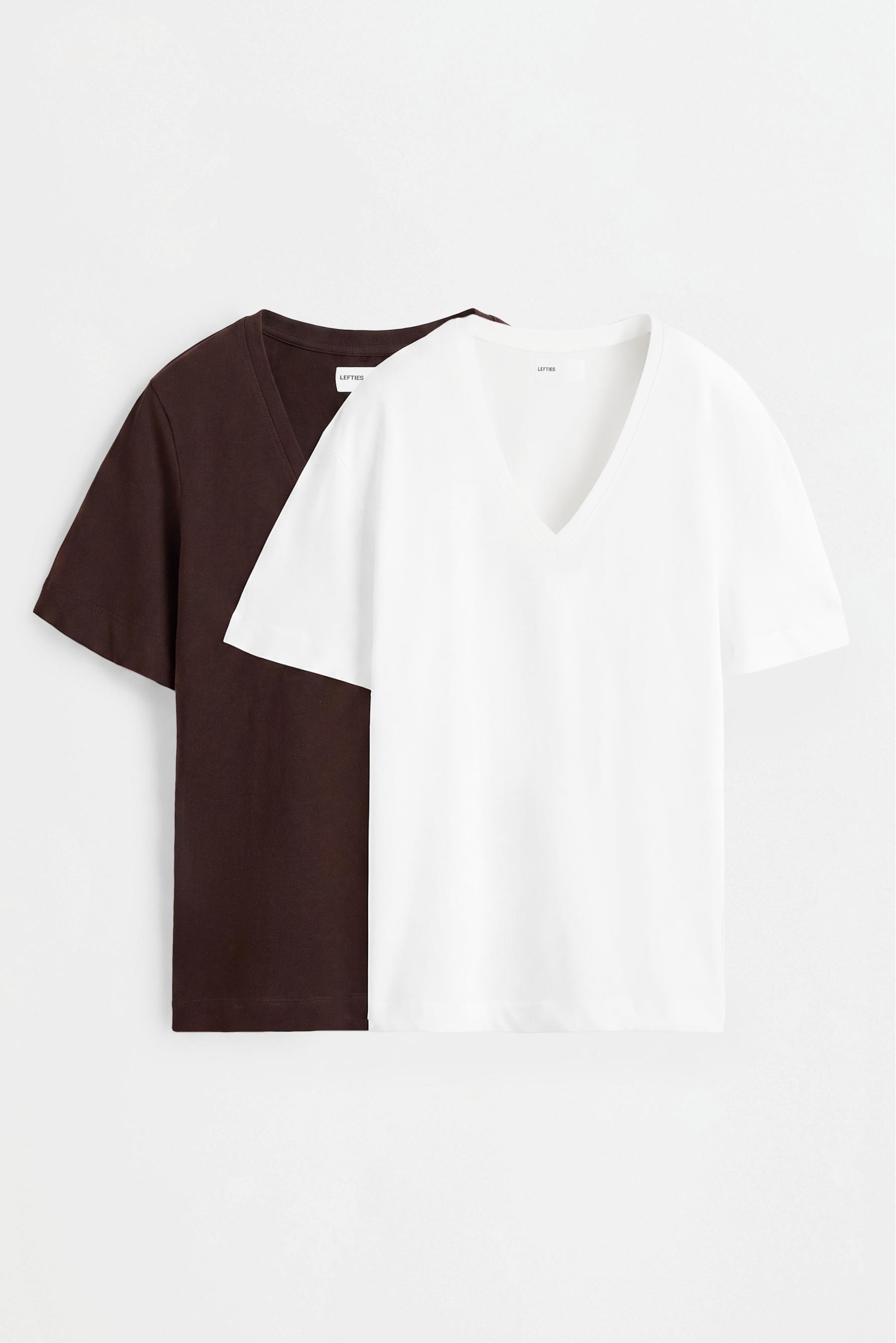 Basic V-neck T-shirt — CHOCOLATE