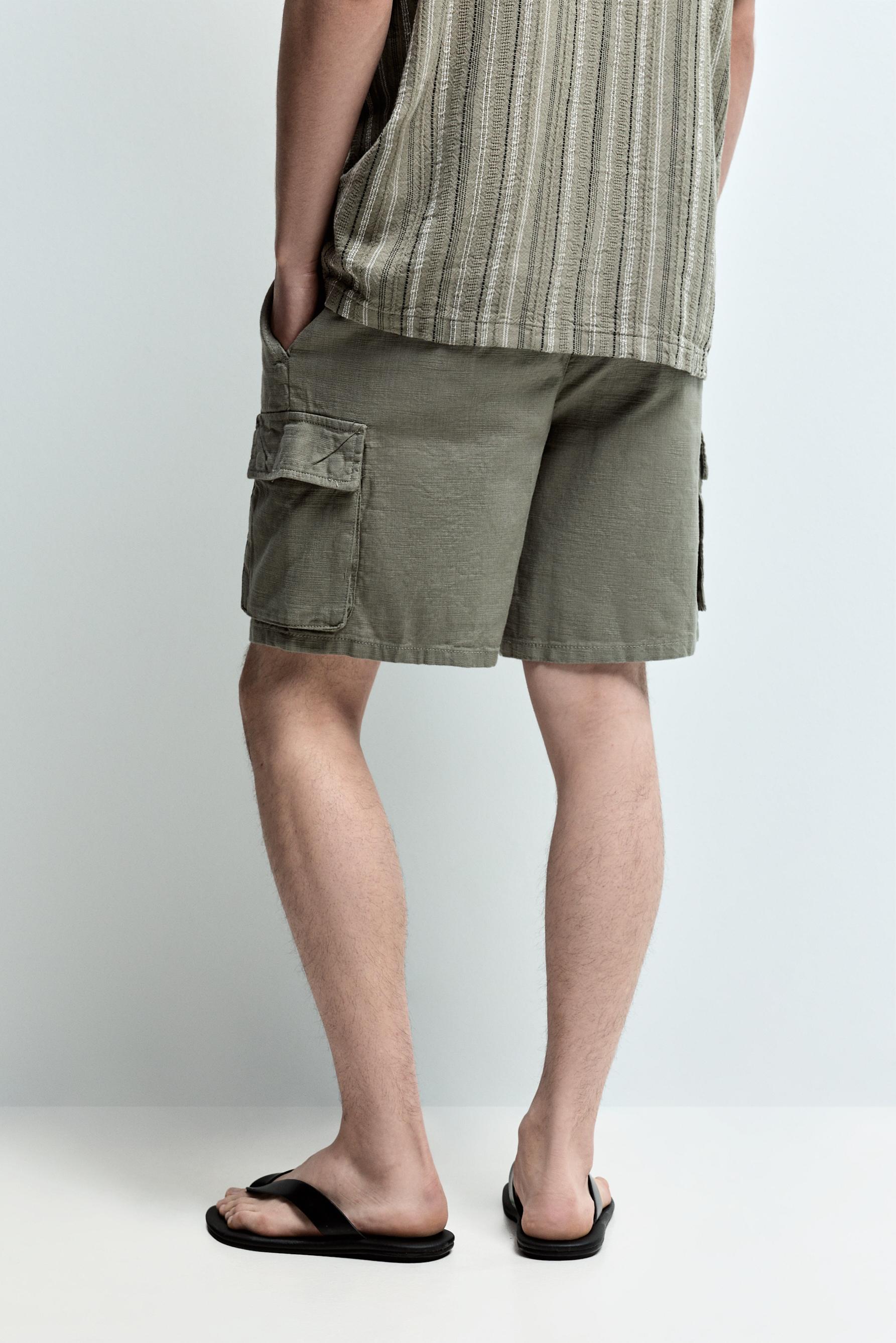 Rustic cargo Bermuda joggers — KHAKI