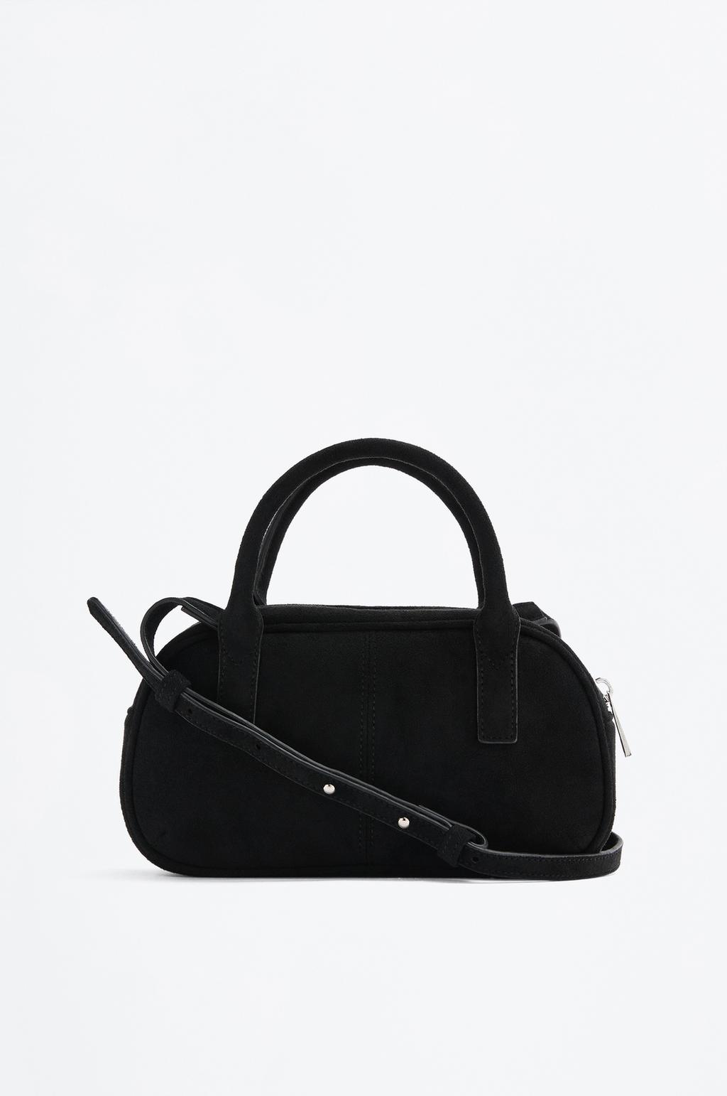 Faux suede mini crossbody bowling bag