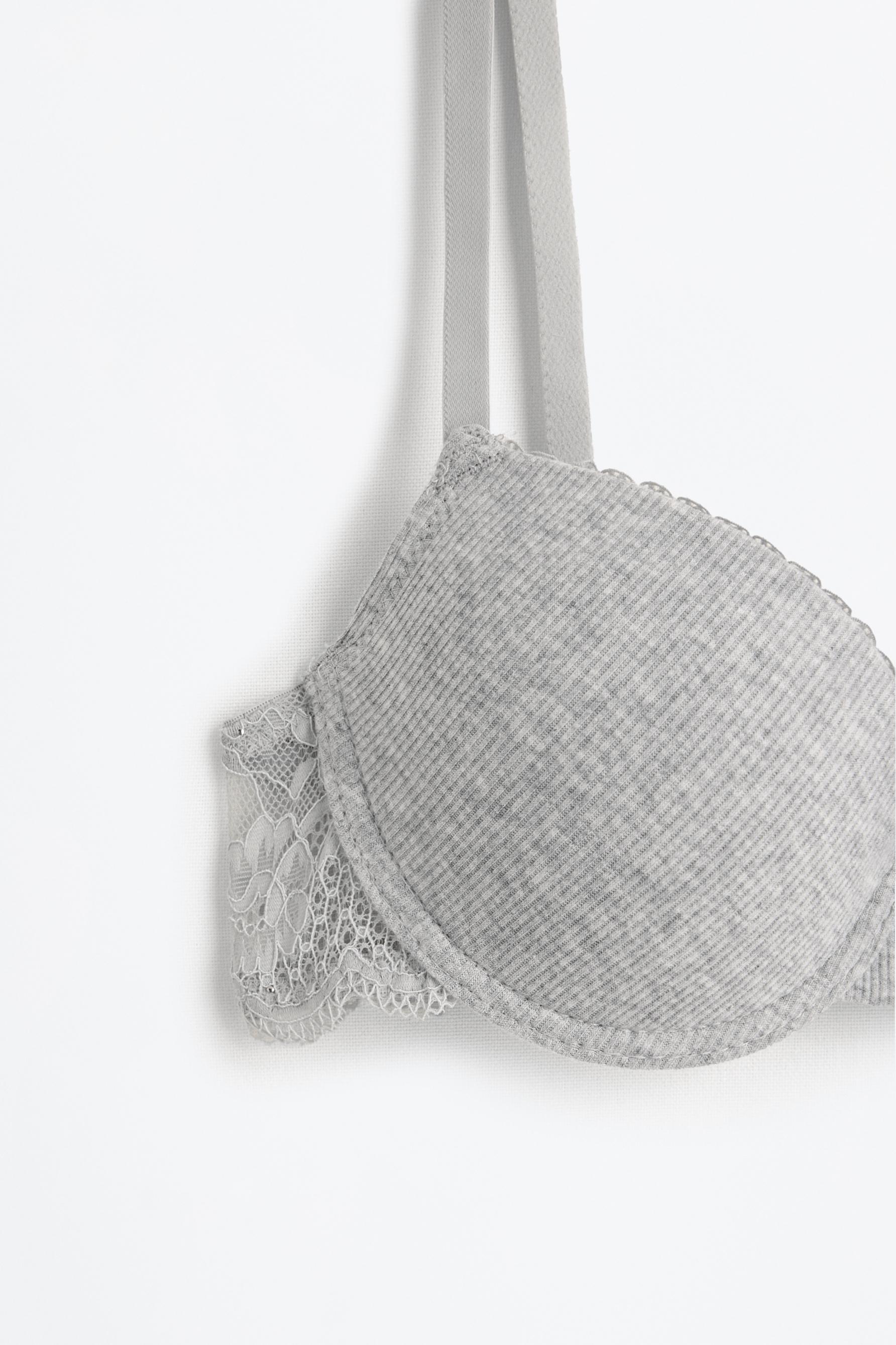 Pack of 2 classic ribbed bras - lace — BLACK