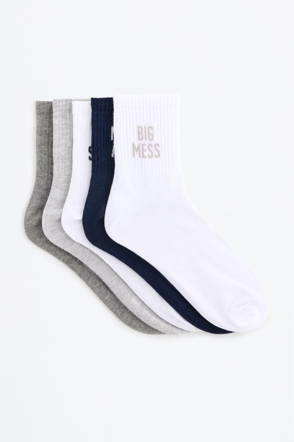 Pack 5 calcetines texto tobillero alto
