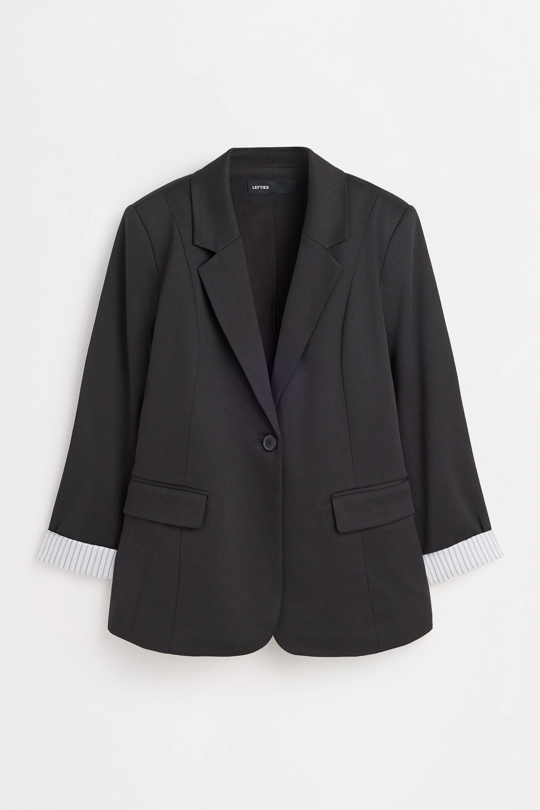 Striped cuff blazer — BLACK