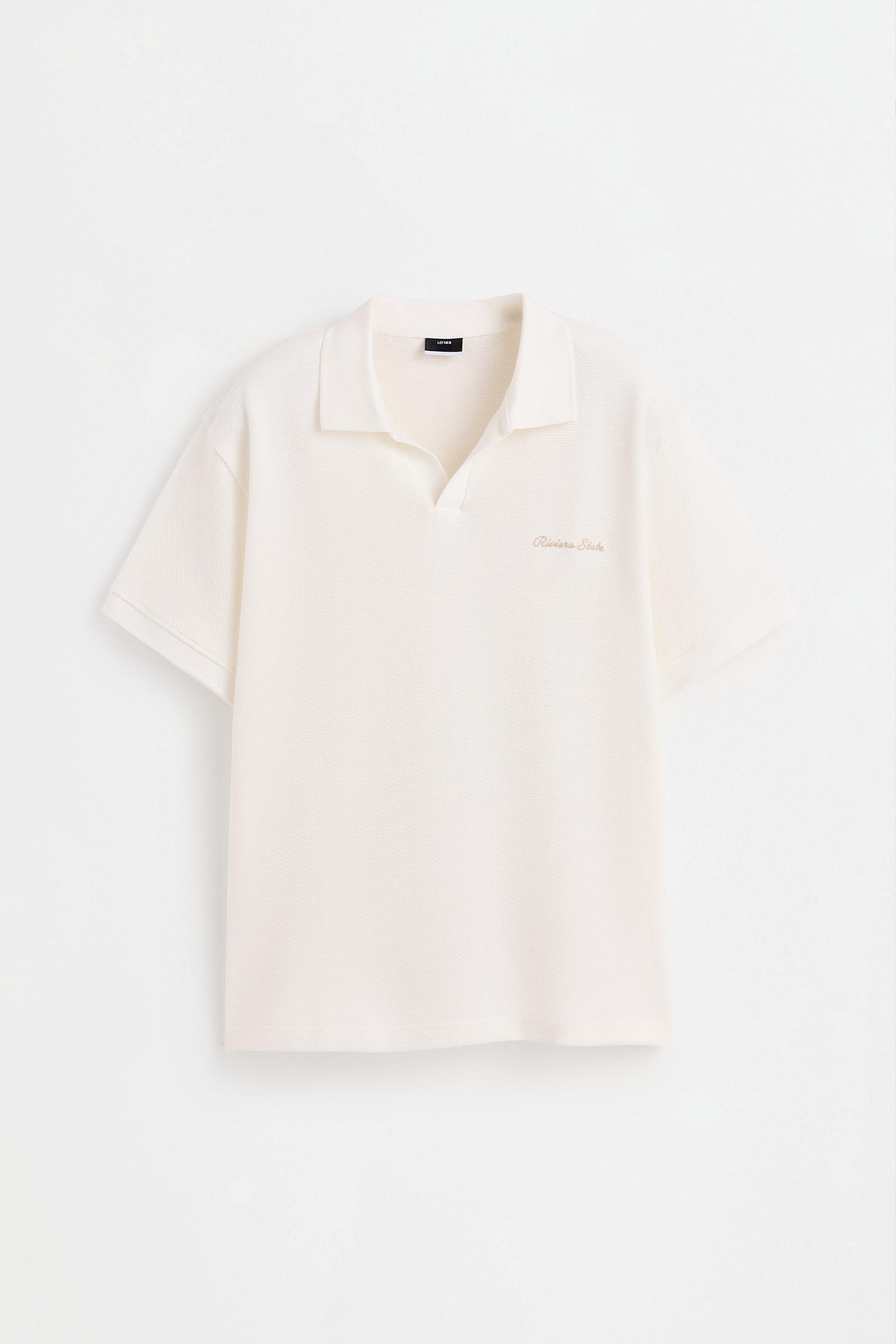 Textured embroidered polo shirt — OFF WHITE