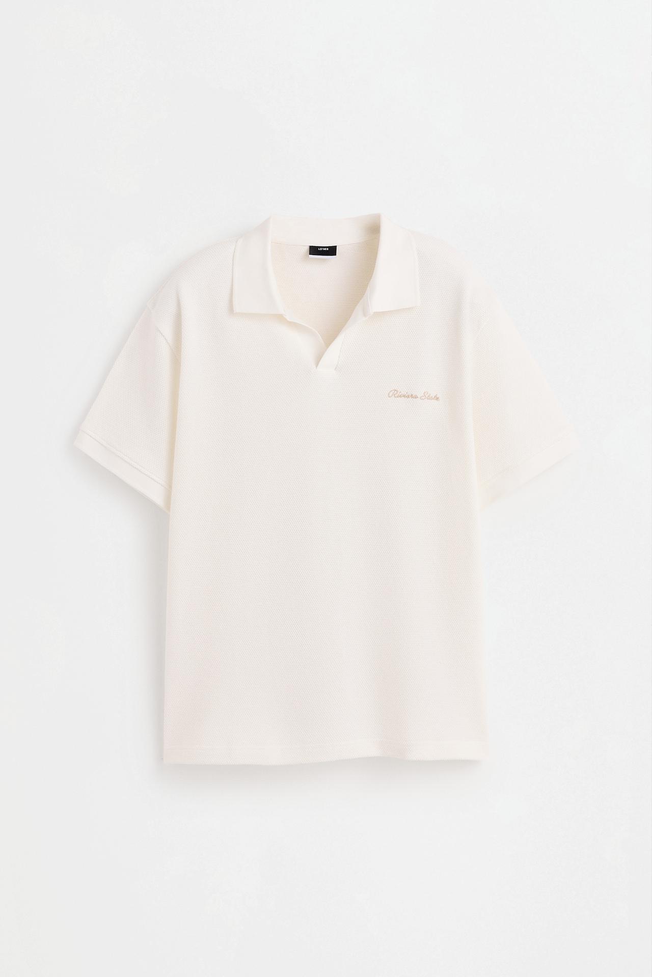 Textured embroidered polo shirt — OFF WHITE