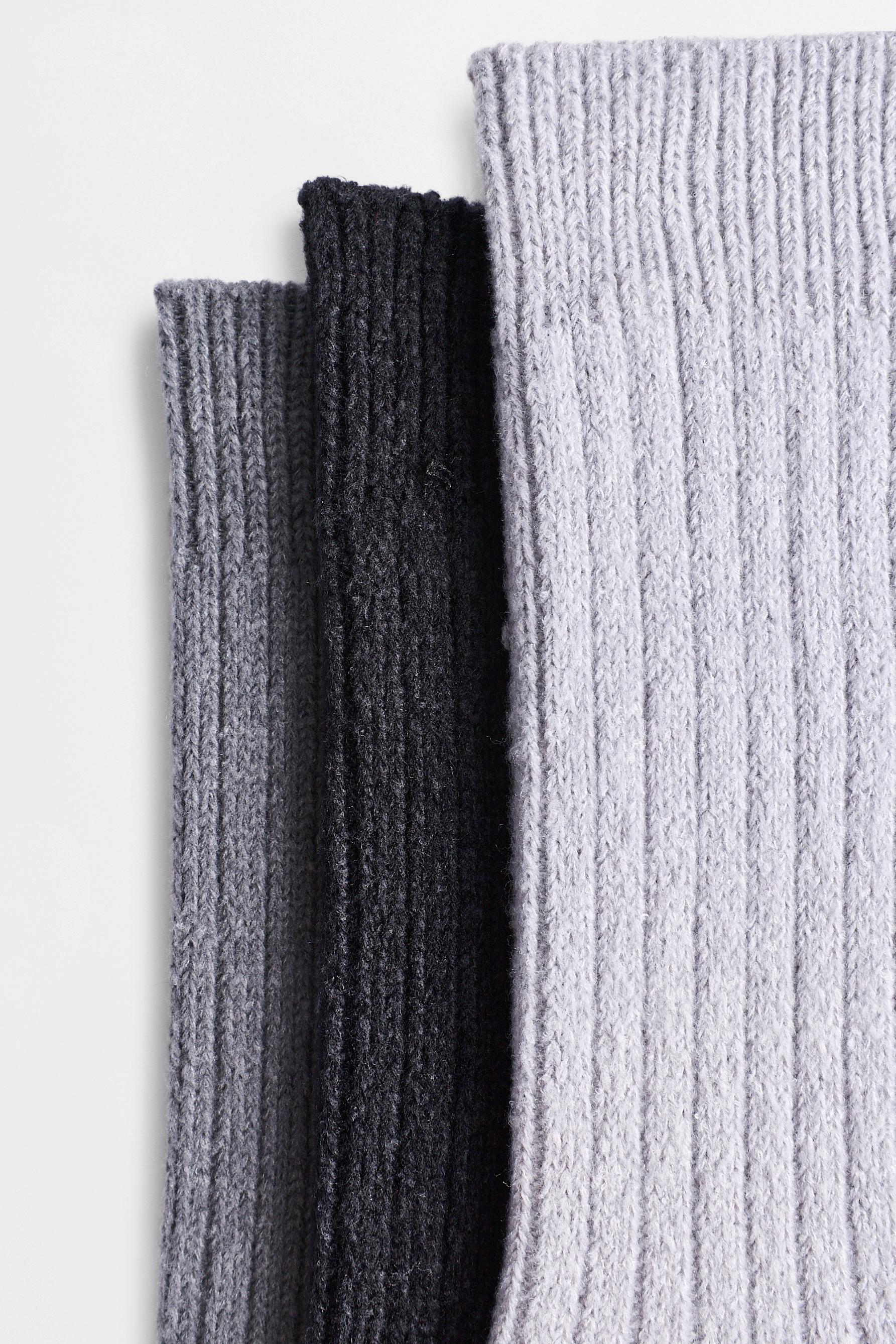 Ribbed Long Socks (3-Pack) — GREY MARL