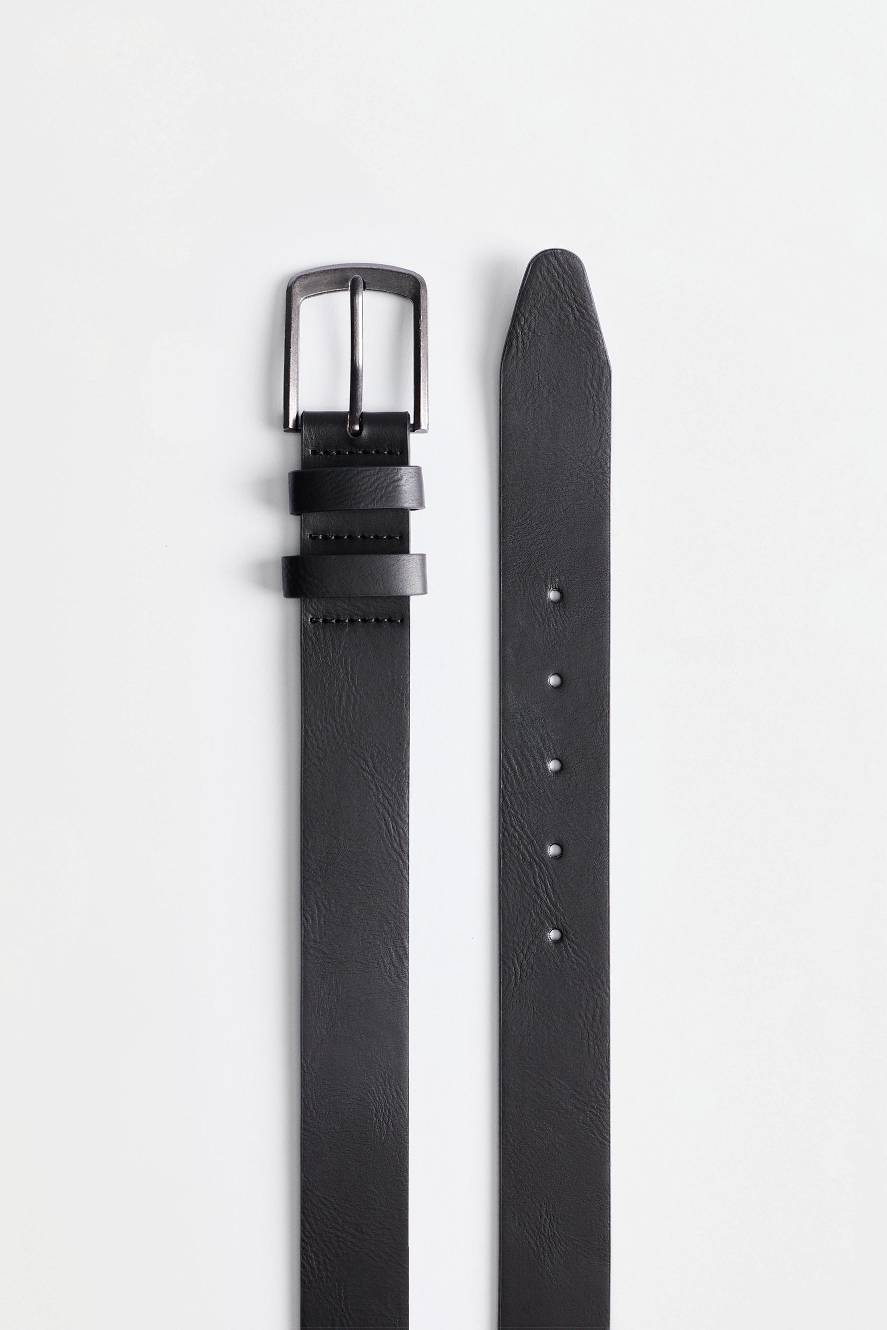 Leather-effect belt — BLACK/SILVER