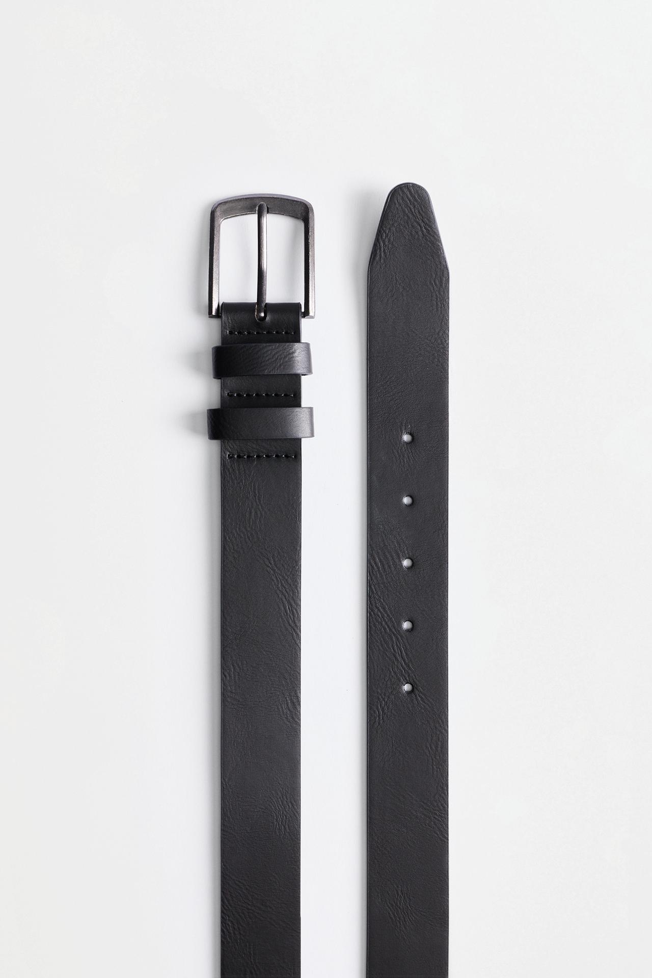 Leather-effect belt — BLACK/SILVER