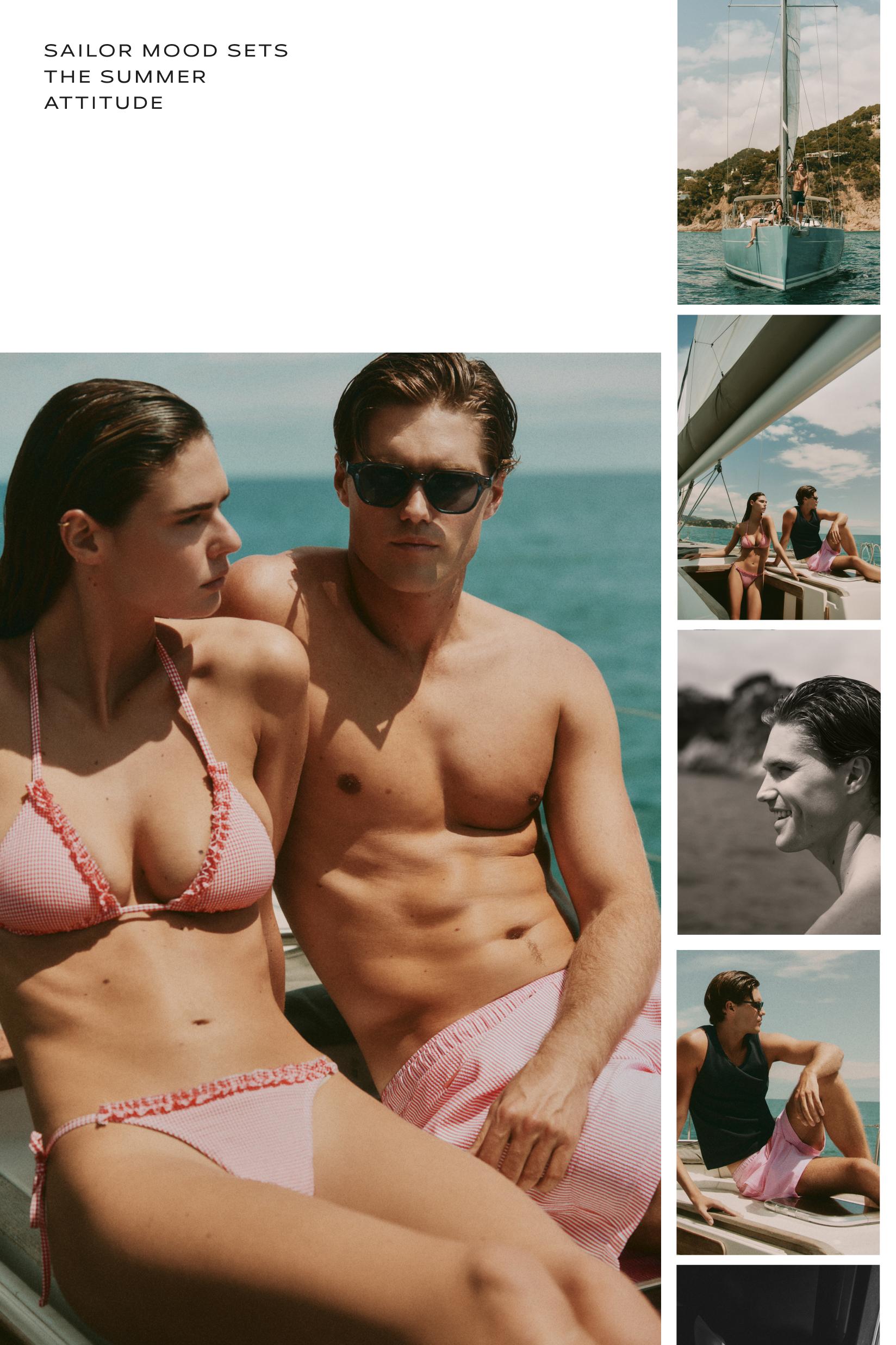 Regular fit seersucker swim shorts — RED