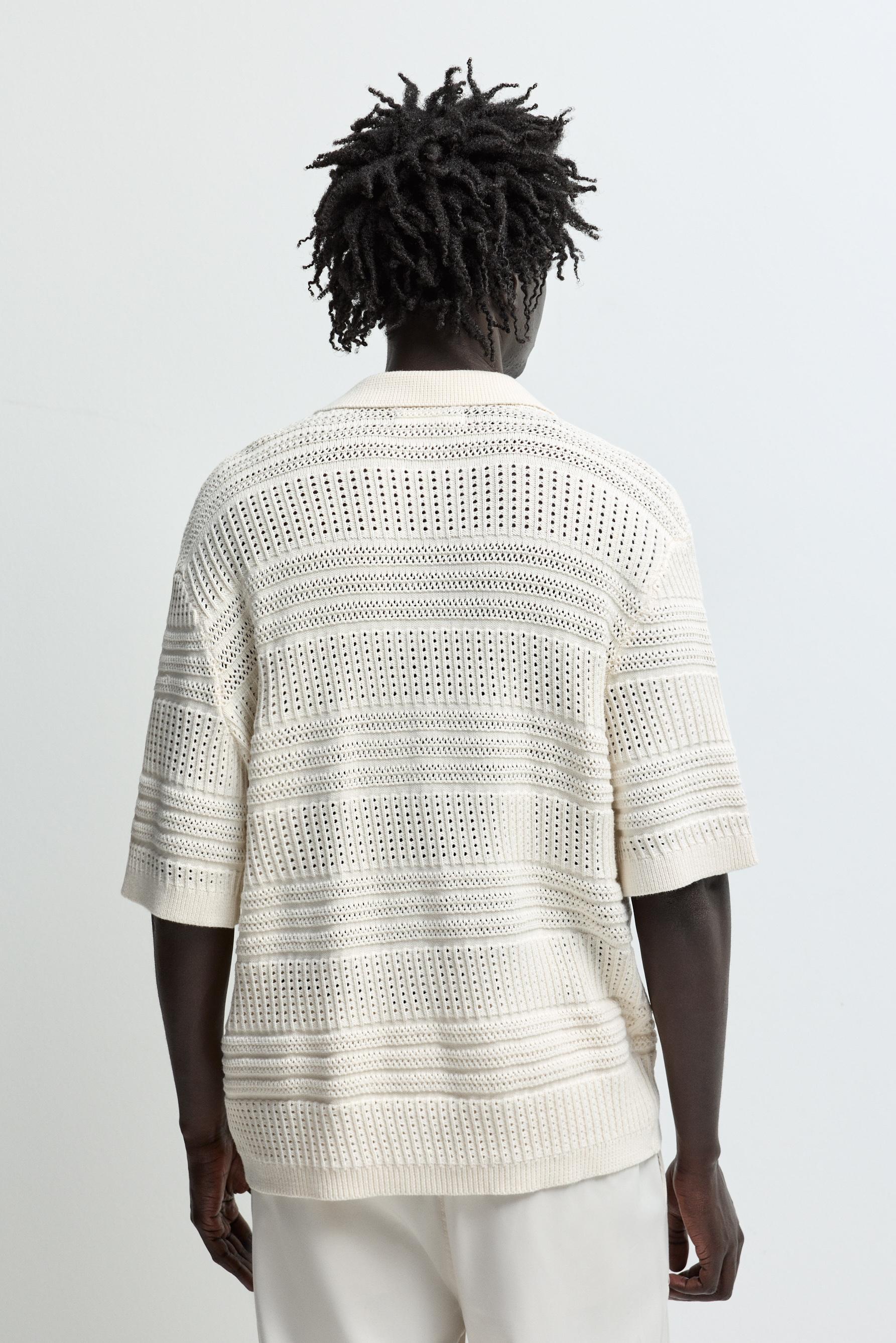 Cutwork knit shirt — OFF WHITE