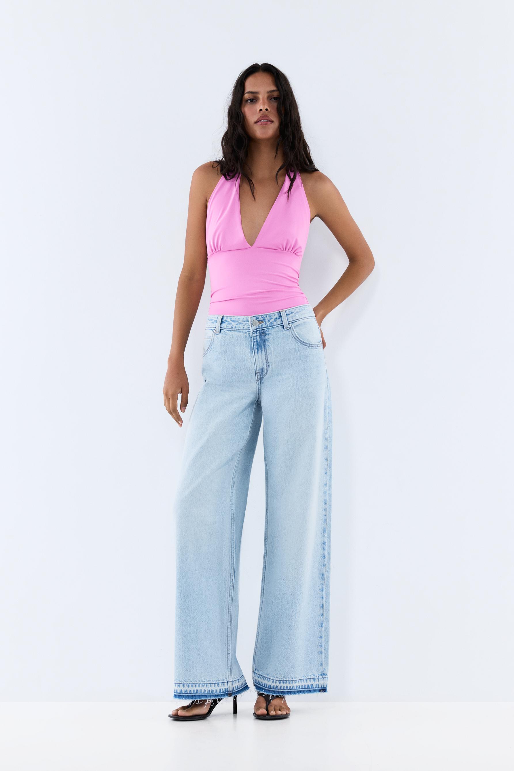 Polyamide halter neck bodysuit — FUCHSIA